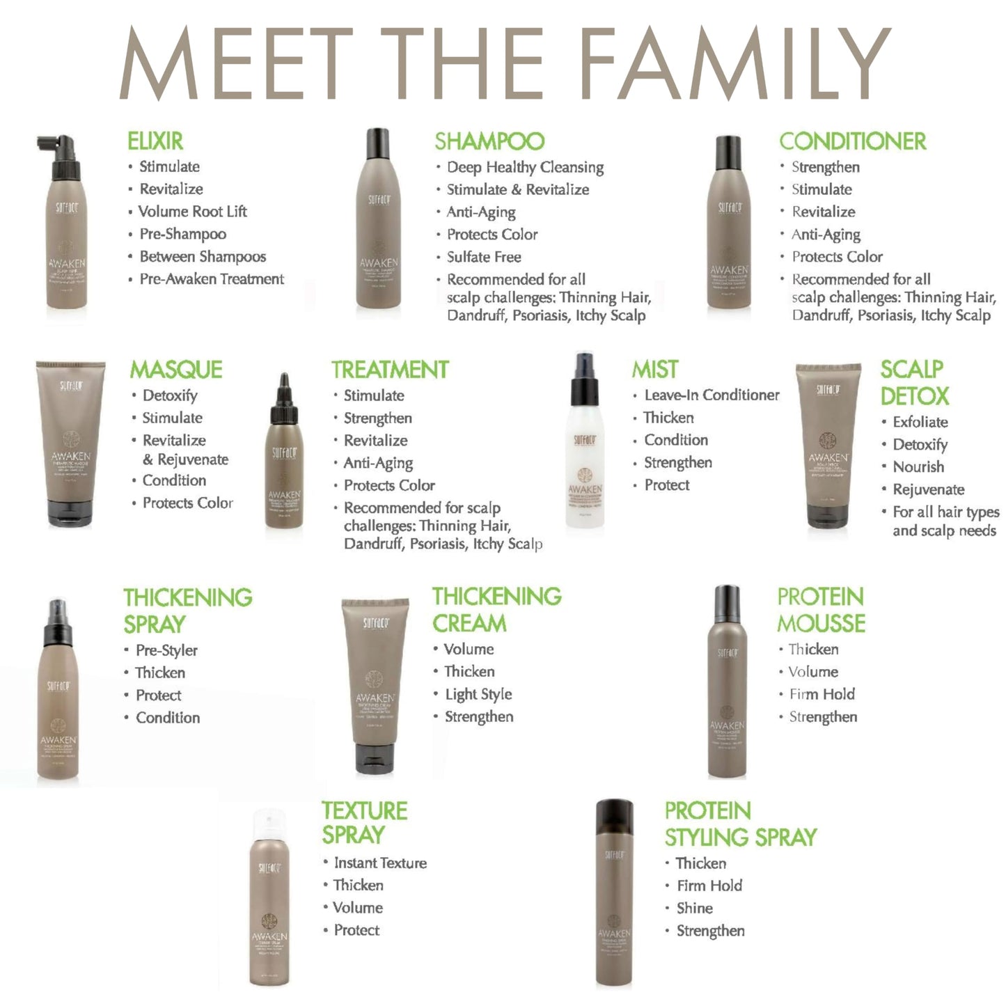 Surface Hair Awaken Mousse: Color Safe, Volumizing, Firm Hold Hair Mousse to Thicken Hair, Sulfate-Free, Paraben-Free, 8.8 oz