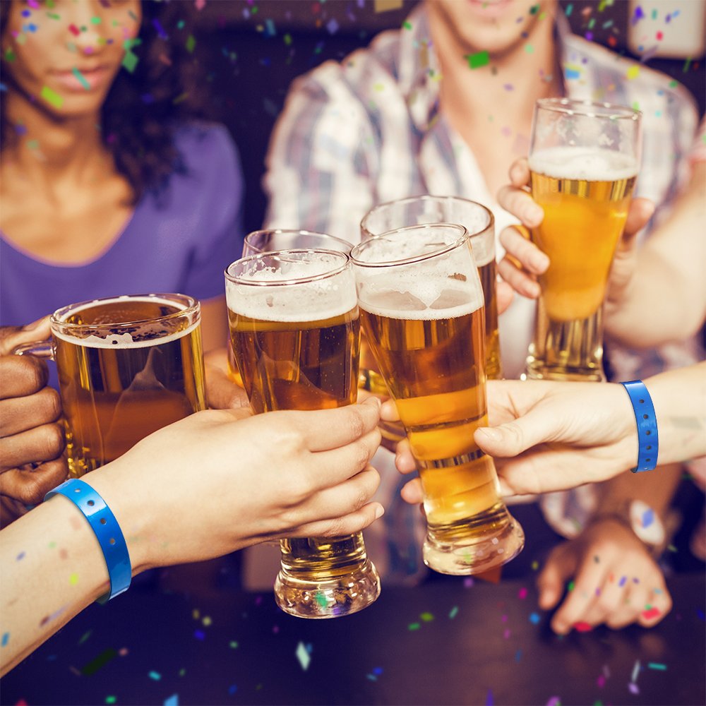 Ouchan Plastic Wristbands Neon Blue - 500 Pack Wristbands for Events Club Music Meeting Party