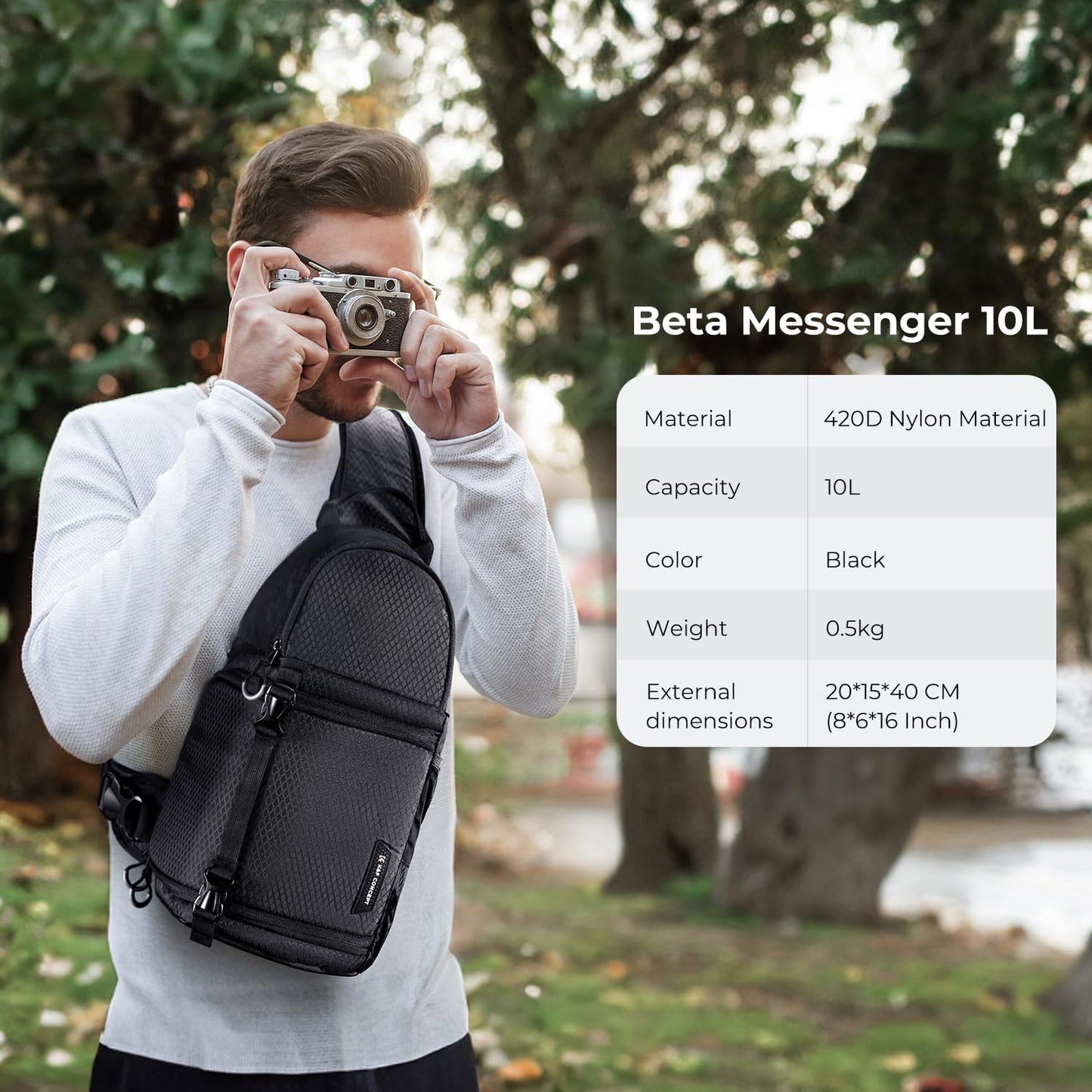 K&F Concept Camera Sling Bag Crossbody Bag Camera Shoulder Backpack DSLR/SLR/Mirrorless Photography Bags Compatible with Canon/Nikon/Sony/Fuji/Gopro/DJI