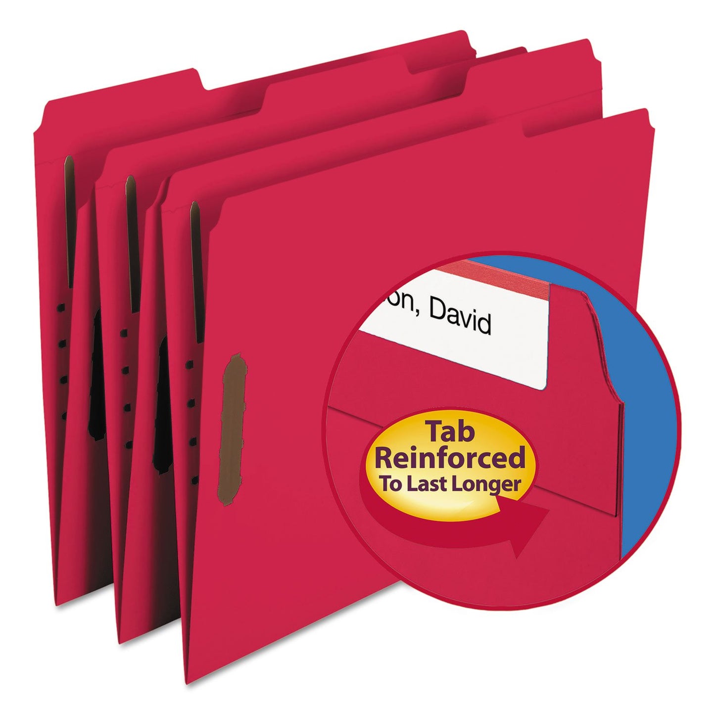 Pendaflex Fastener Folders, 2 Fasteners, Letter Size, Red, 1/3 Cut Tabs in Left, Right, Center Positions, 50 per Box (22740), Specialty