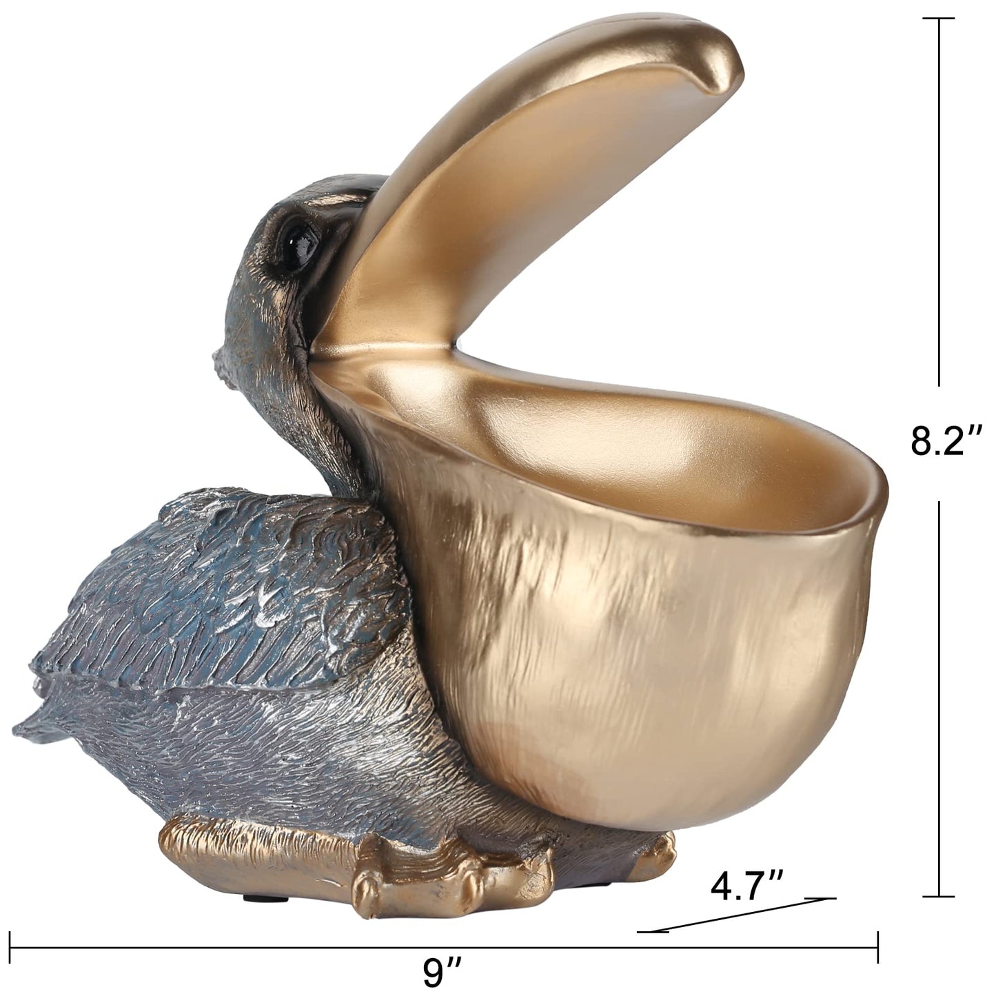 PlivBloom Pelican Key Holder Statues,Fun Animal Hippo Candy Dish,Candy Dish for Office Desk Unique,Modern Key Holder for Pelican Figurine,Suitability Desk candy bowl and Entry Table Decor Items(Silver
