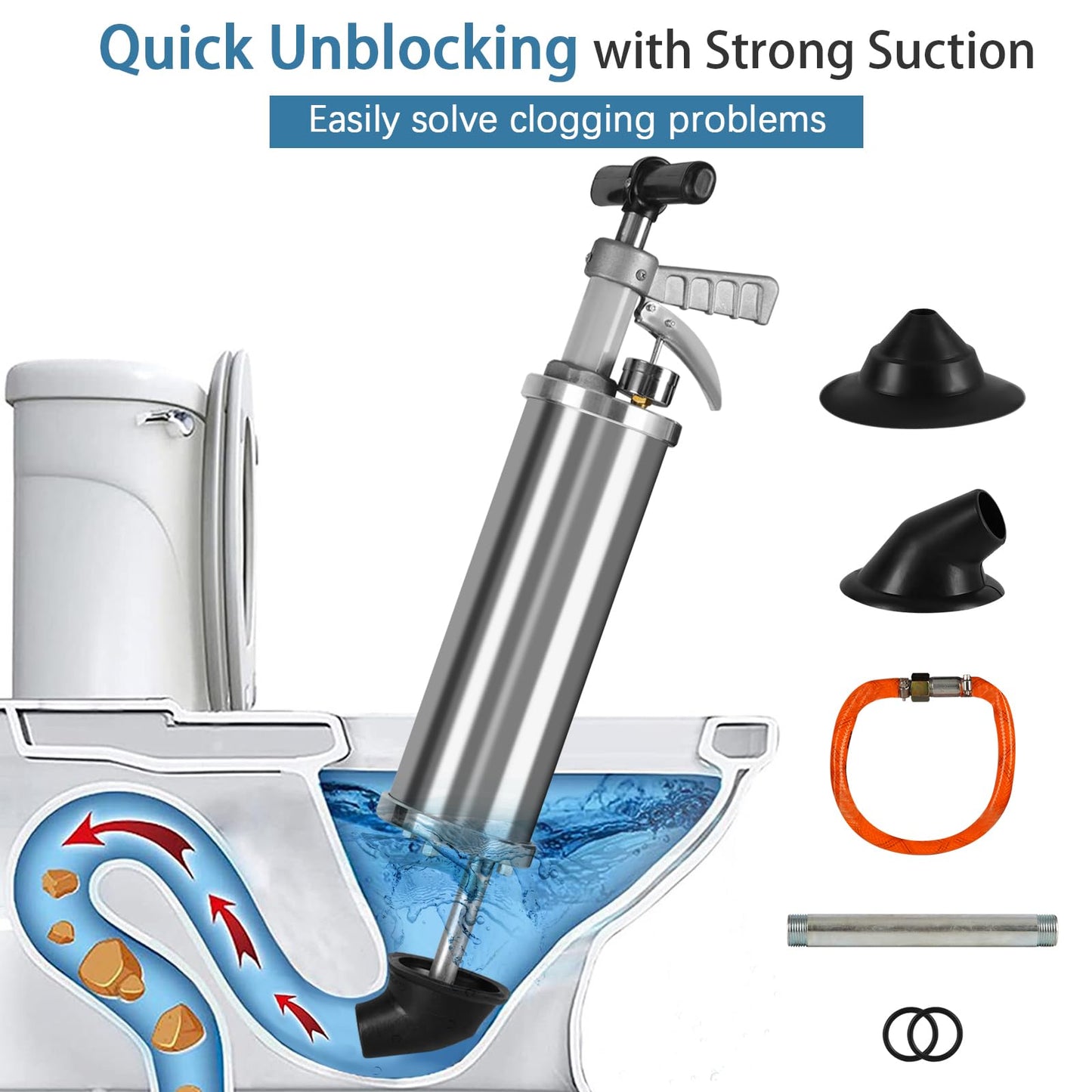 Olpchee Portable High Pressure Kinetic Toilet Plunger Air Drain Blaster Pump for Bath Toilets Bathroom Shower Kitchen Clogged Pipe