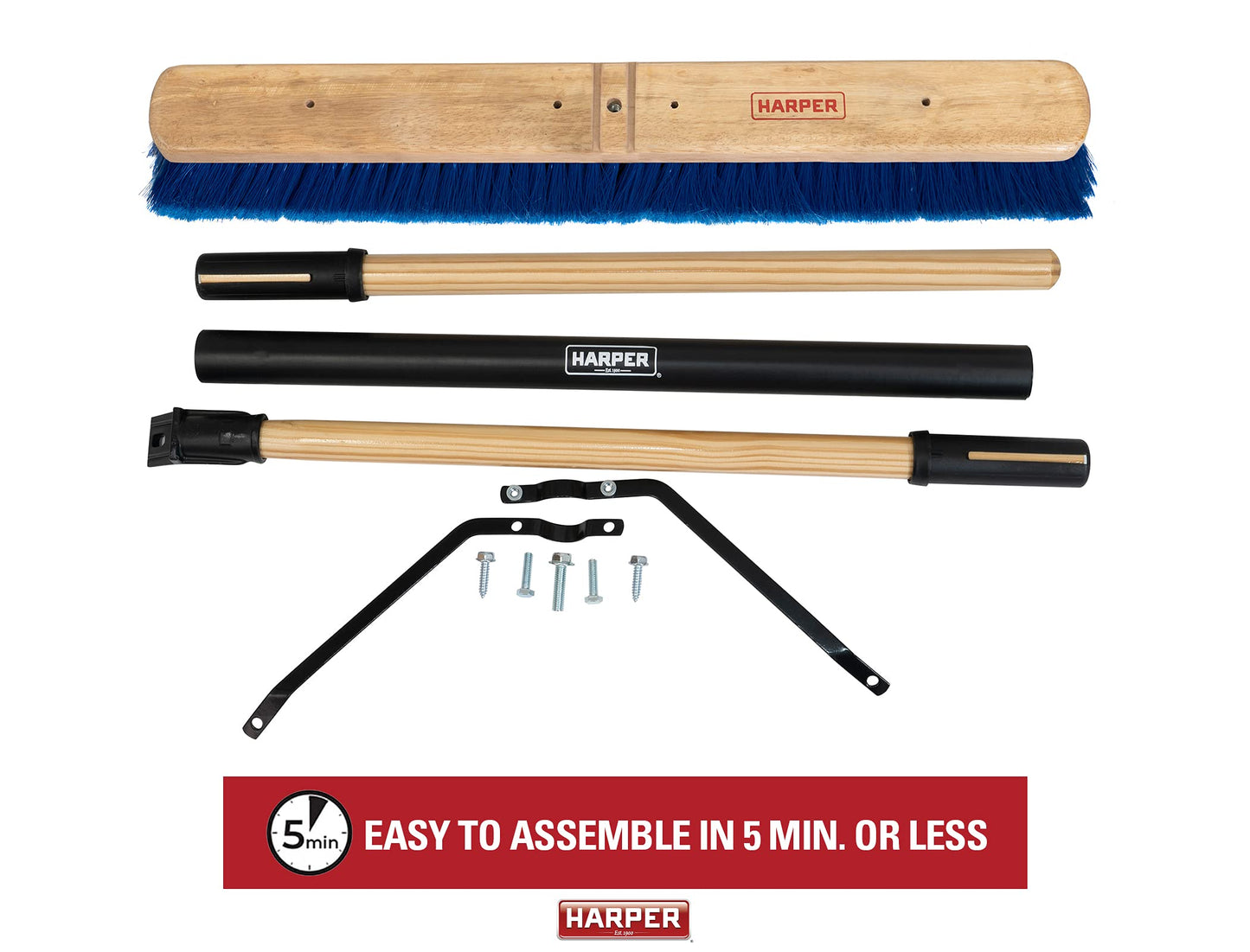 Harper 20201044 24 in. Indoor/Outdoor Dry All-Purpose Push Broom with Dual Bristles, for Dust, Gravel, Debris