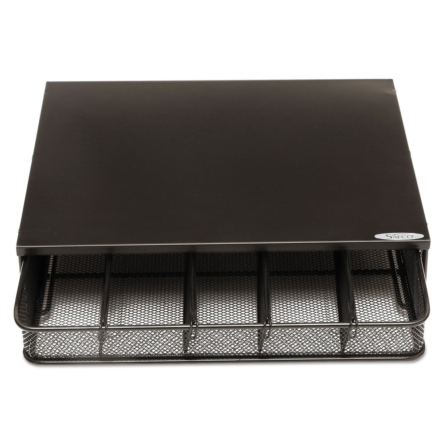 Safco Coffee and Sugar Organizer 3274BL Hospitality Tray, Home, Office, & Hotel, 1 Drawer, Black, 12"W x 11"D x 3 ¼"H