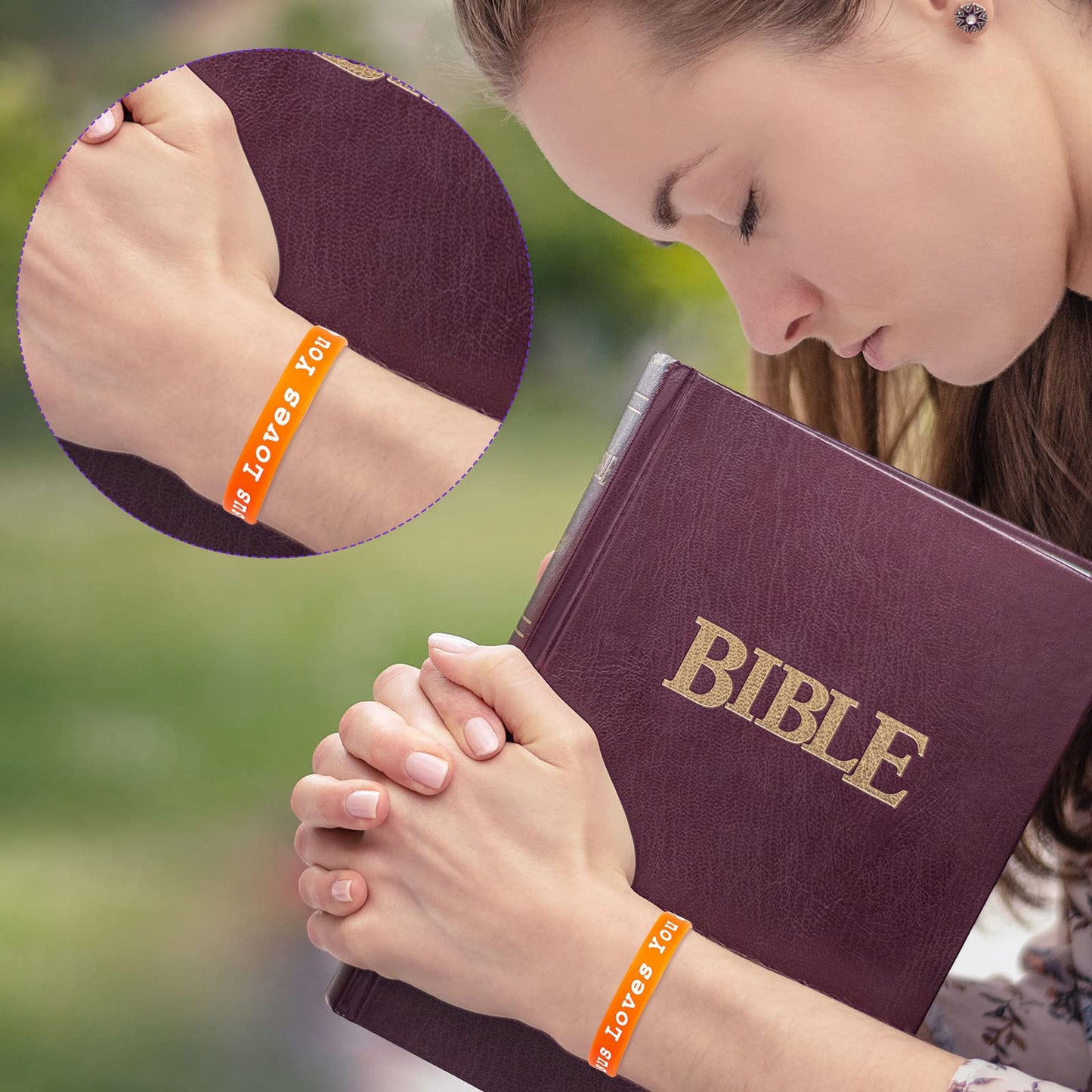 Skylety Jesus Loves You Silicone Bracelets Colorful Christian Jesus Wristbands Christian Rubber Bracelet for Kids Teens Adult Men Women Motivational Wristbands Church School Party Favors(300 Pieces)
