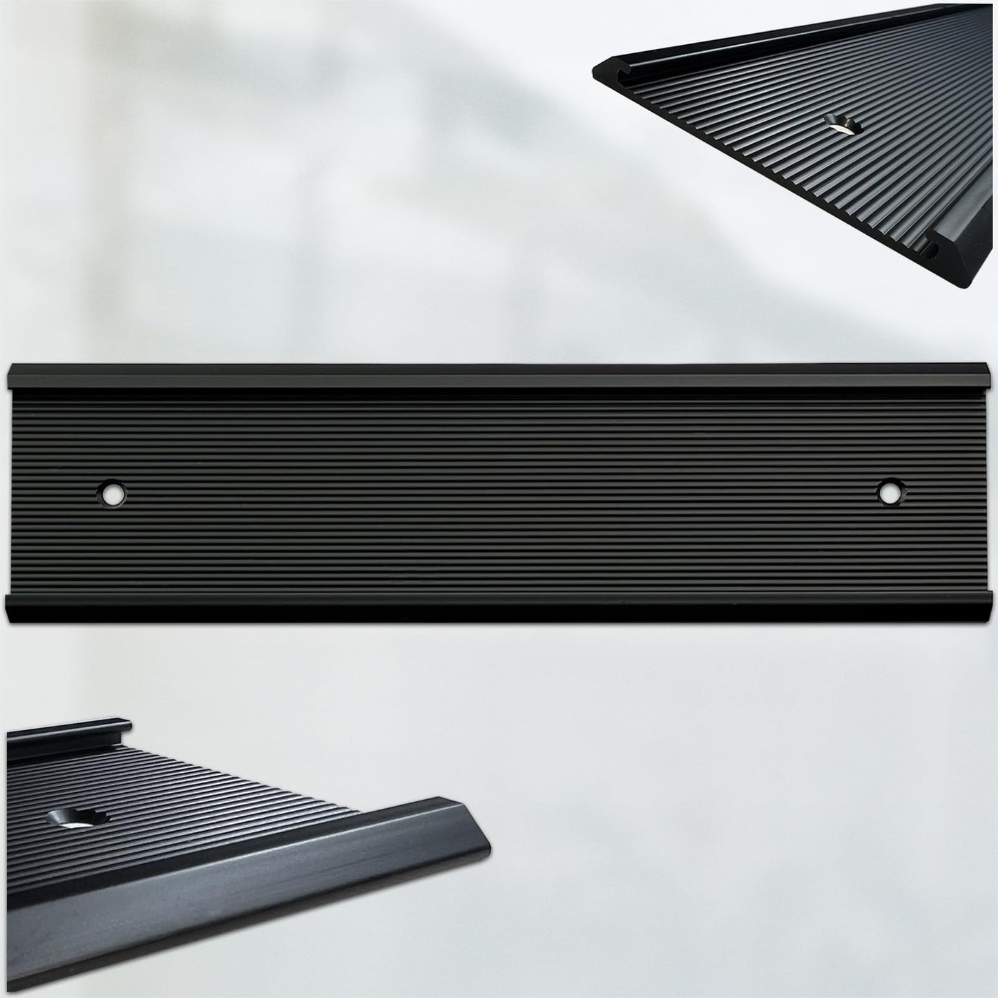 10 Pack 2” x 10” Aluminum Name Plate Holders for Door or Wall, Office Wall Mount Name Plate Holder with Textured Design and Double Sided Tape, for Office, Business, Meeting Room (Black)