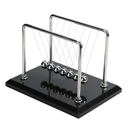CERROPI Newton Cradle Balance Balls, Newton Pendulum with 7 Balls, Classic Newton Swing Ball, Science Physics Gadget | Desk Toys & Accessories, 70+ Sec Swingtime, Marble Base, Black