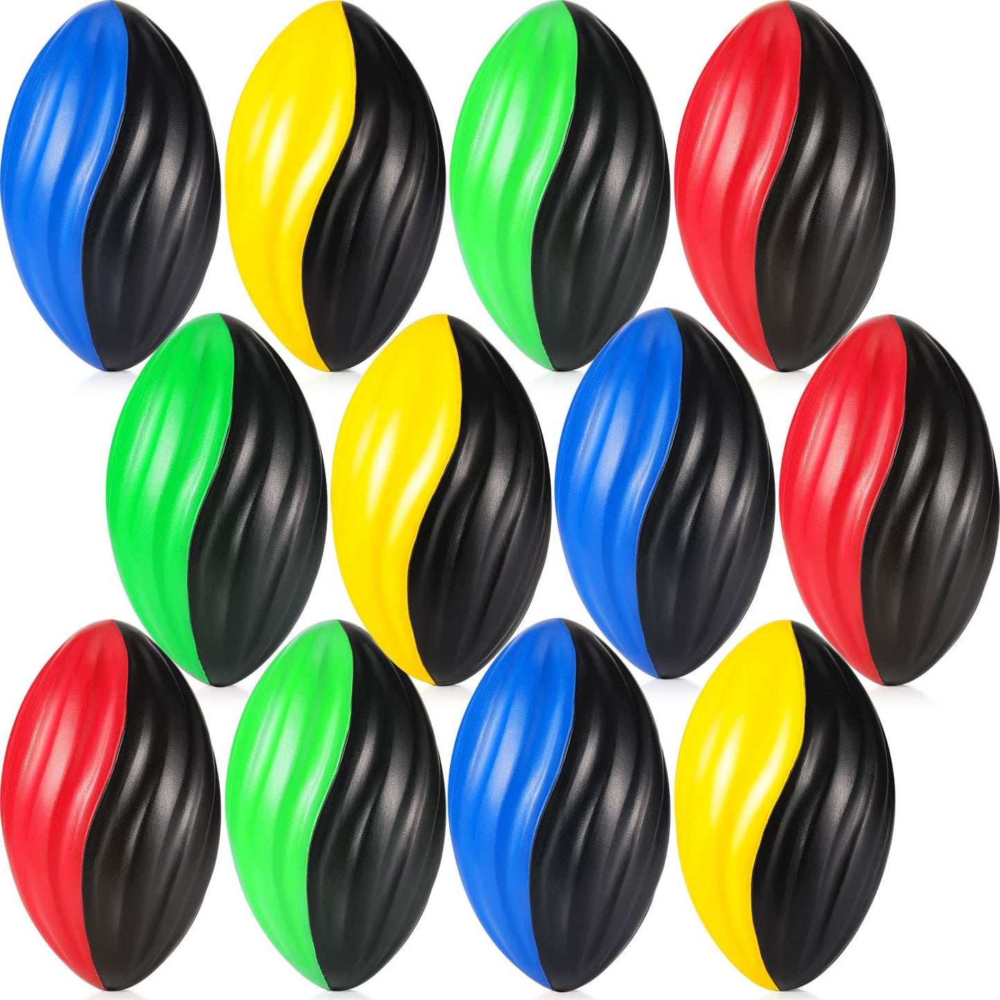 Jerify 12 Pcs Mini Foam Footballs for Kids Students 7 Inch Small Spiral Football Toys Easy Grip Waterproof Soft Emulation Ball for School Gift Sports Party Game(Classic Color)