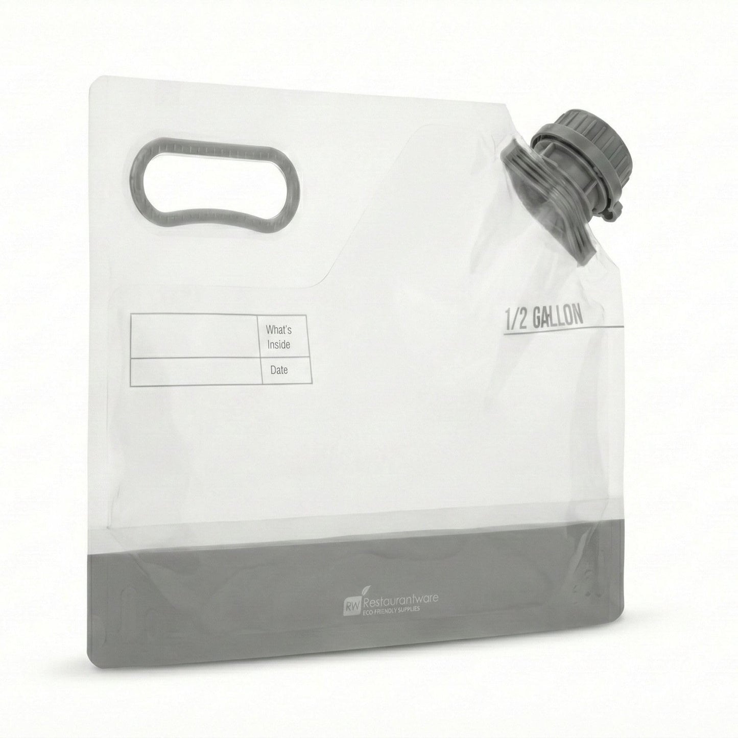 Restaurantware Cater Tek 1/2 Gallon Water Containers 10 Drink Bags - Collapsible Includes Tamper-Evident Caps Clear Plastic Beverage Bags For Catered Events Camping or Hiking Durable Handle