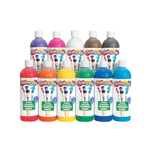 Colorations - SWT16 Simply Washable Tempera Paints, 16 fl oz, Set of 11 Colors, Non Toxic, Vibrant, Bold, Kids Paint, Craft, Hobby, Arts & Crafts, Fun, Art Supplies