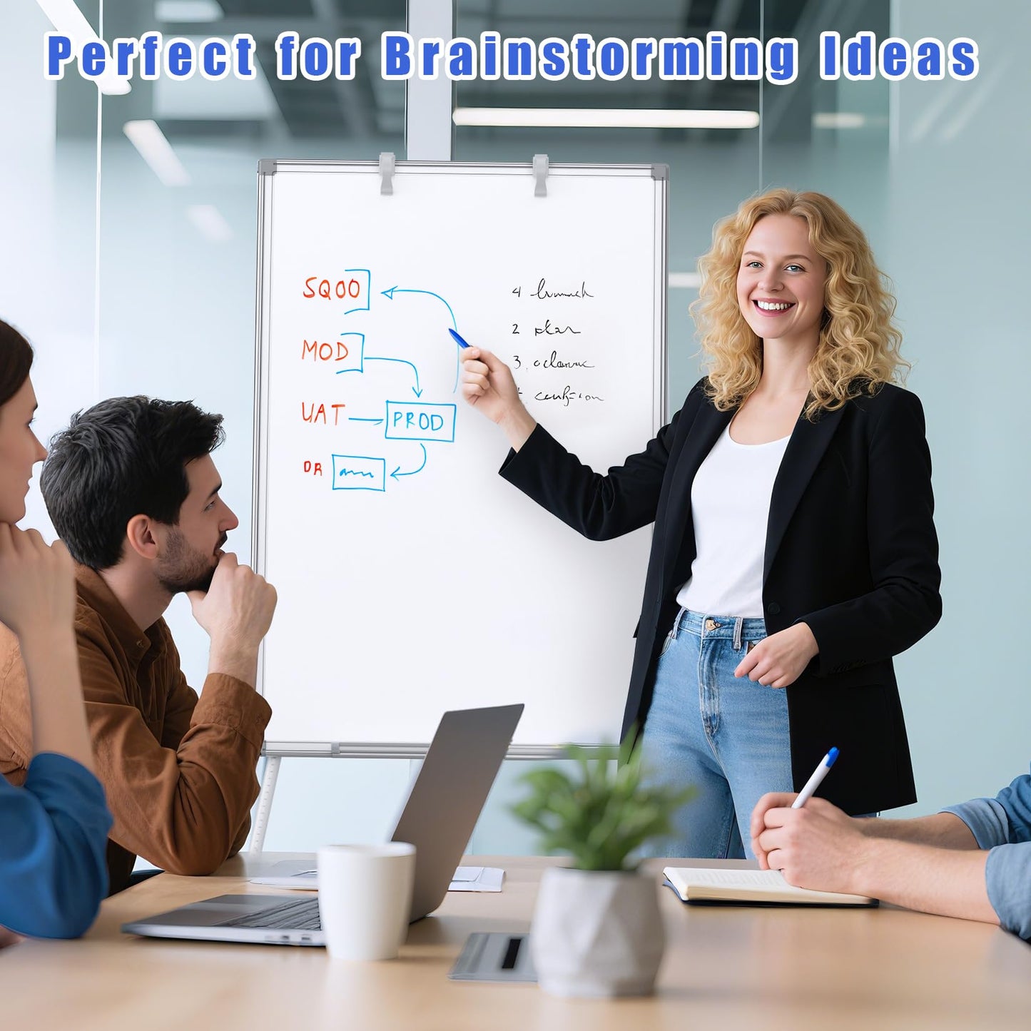 JOYUMY Dry Erase White Board with Stand 36x24 Magnetic Portable Easel with Height Adjustable Tripod, 3' x 2' Flipchart Easel Stand up with Markers, Eraser & Magnets for School Office Classroom Home