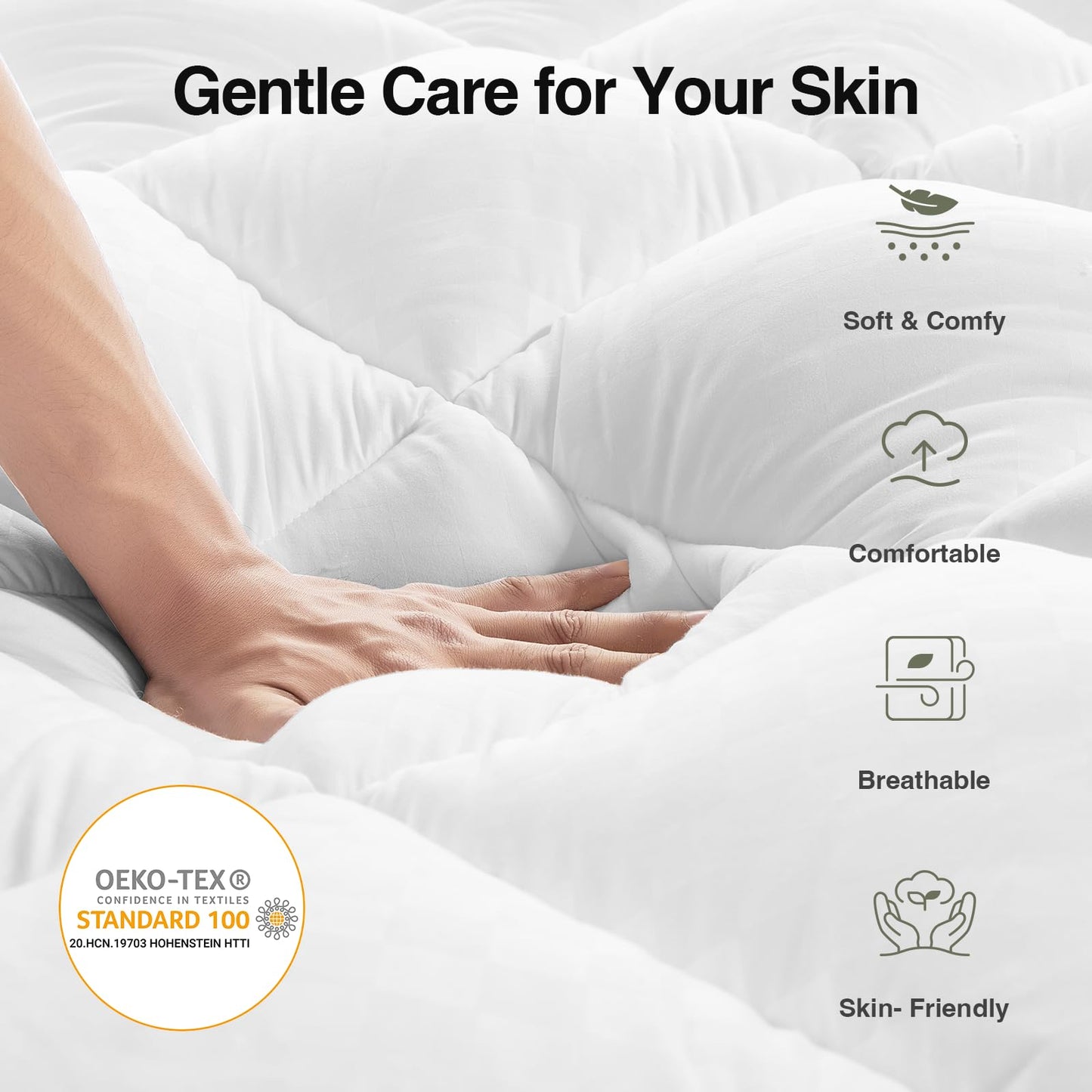Novilla Full Mattress Topper, Soft Pillow Top for Dorm Bed, Breathable Quilted Mattress Pad Cover with Deep Pocket, Down Alternative Fill, Machine Washable Back to School Essentials
