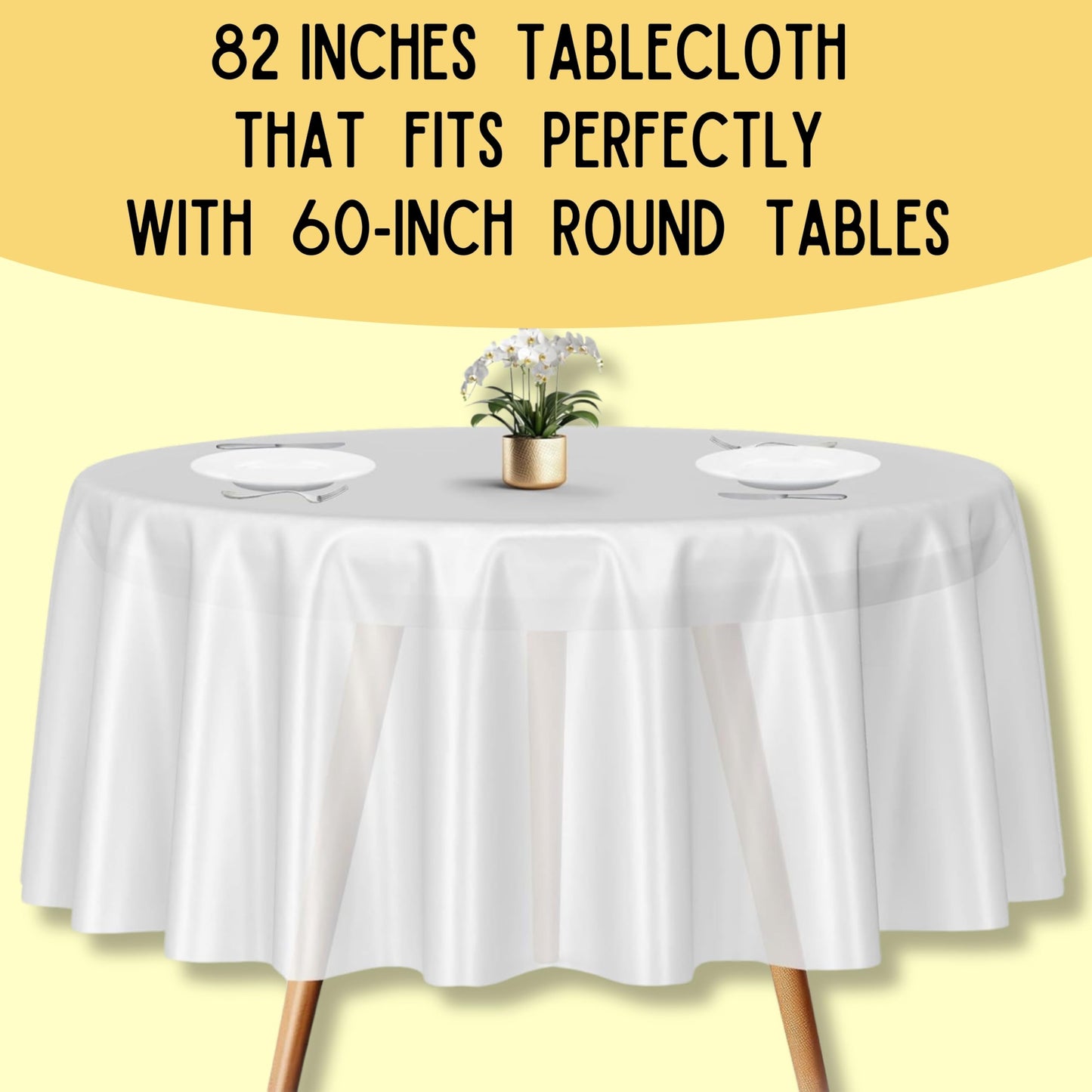 Cozy Luxe Home 10-Pack 82in White Round Paper Tablecloths Disposable | Table Cloth Cover with Plastic Backing | Elegant and Easy Cleanup Round Table Cover for Any Events