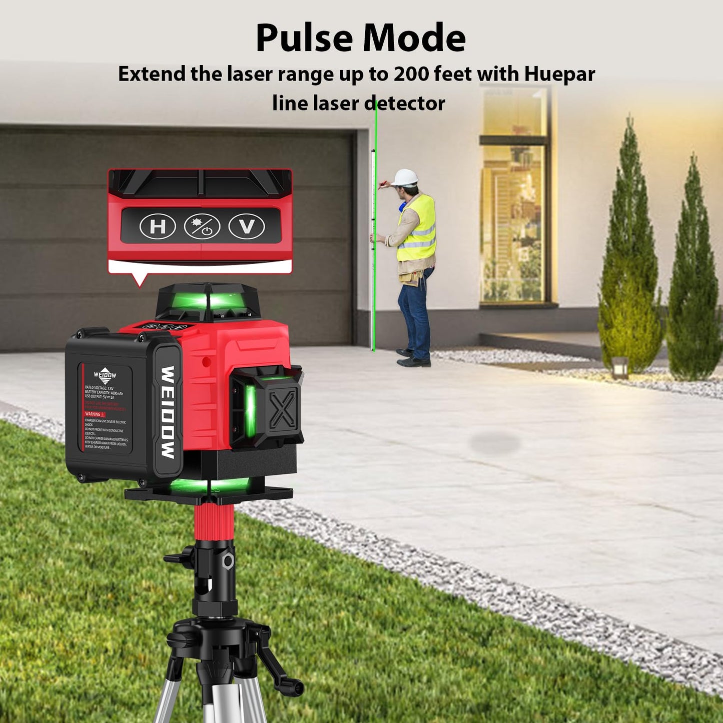 Laser Level 360 Self Leveling with Tripod,WEIDDW 4D Lazer Level,4x360° Cross Line Laser for Construction Project Renovation,Floor Tile, Laser Level Lines Tool with 2x4800mAh Batteries,Durable Case