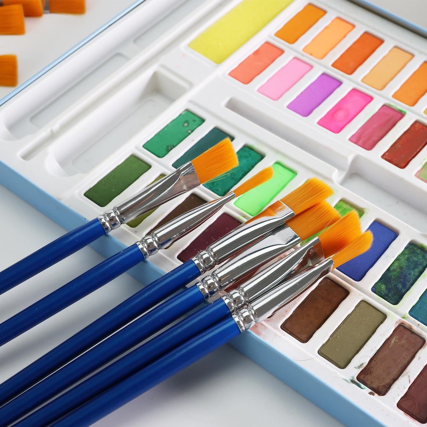 Bulk Paint Brushes for Kids Variety 36 Pcs, Back to School Toddlers PaintBrushes, Flat & Round Mop Paint Brushes for Toddlers & Classrooms，Short Wooden Handle