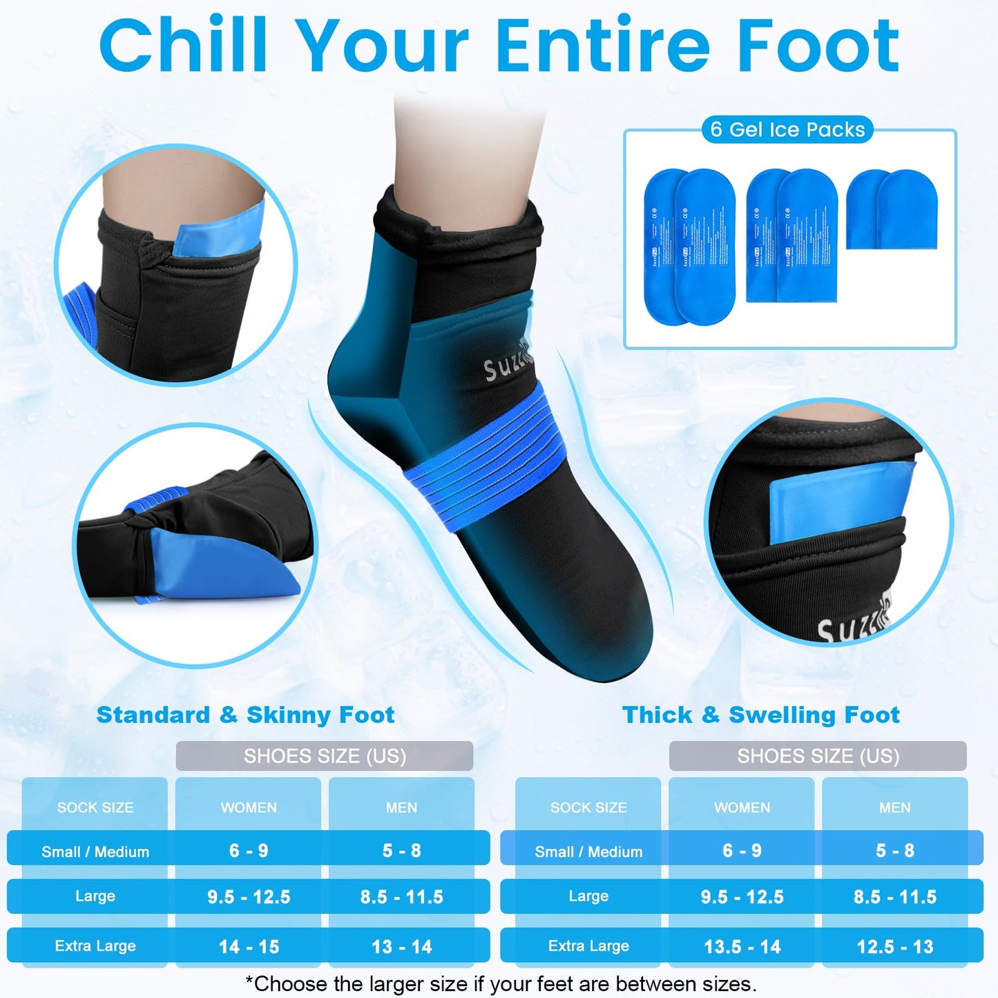 SuzziPad Cold Therapy Socks & Hand Ice Pack, Cold Gloves for Chemotherapy Neuropathy, Chemo Care Package for Women and Men, Ideal for Plantar Fasciitis, Carpal Tunnel, Arthritis Foot Pain Relief, S/M