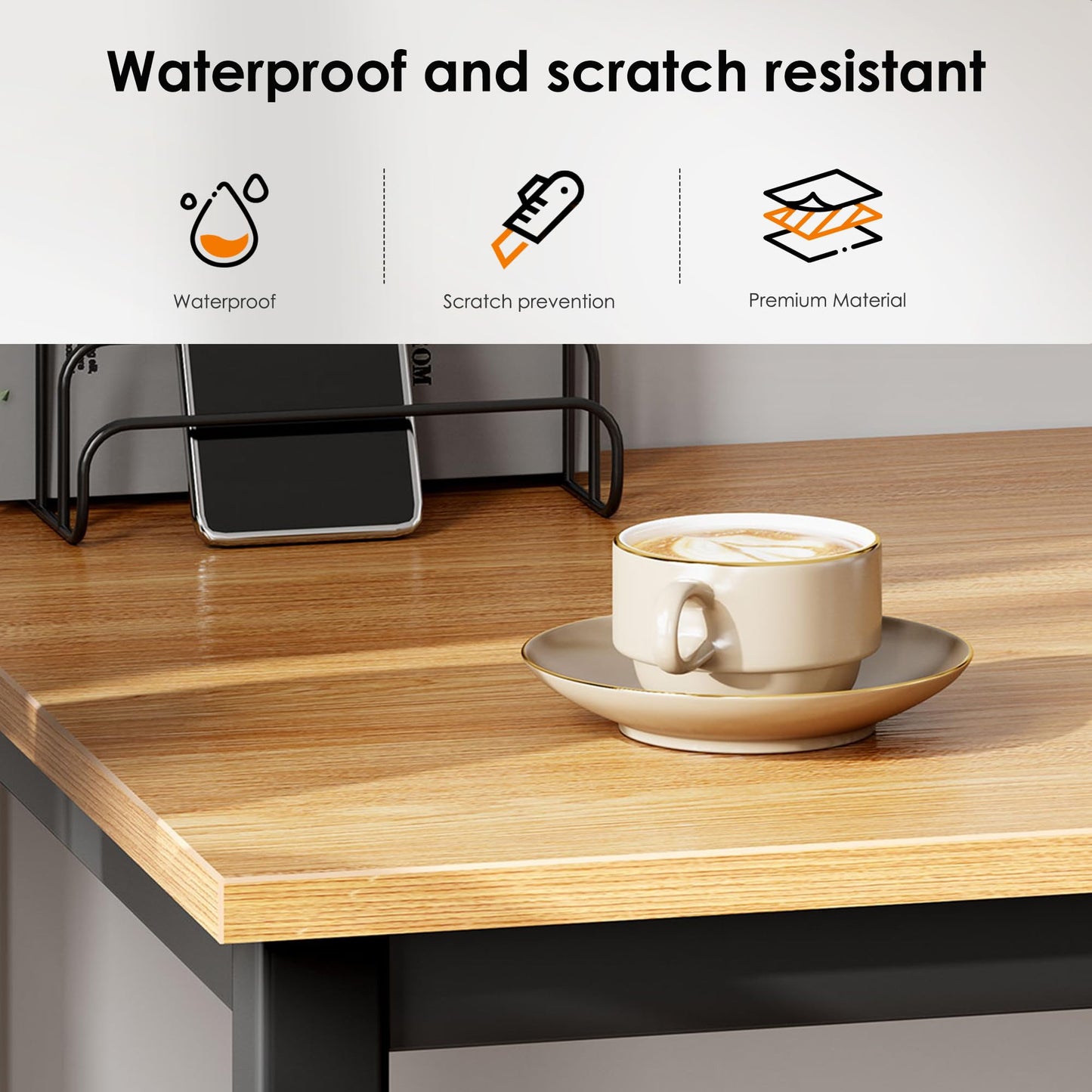 DlandHome 31.5 inches Small Computer Desk for Home Office Activity Table Writing Table for Small Spaces Study Table Student Laptop Desk Teak and Black DND-AC3BB-8040