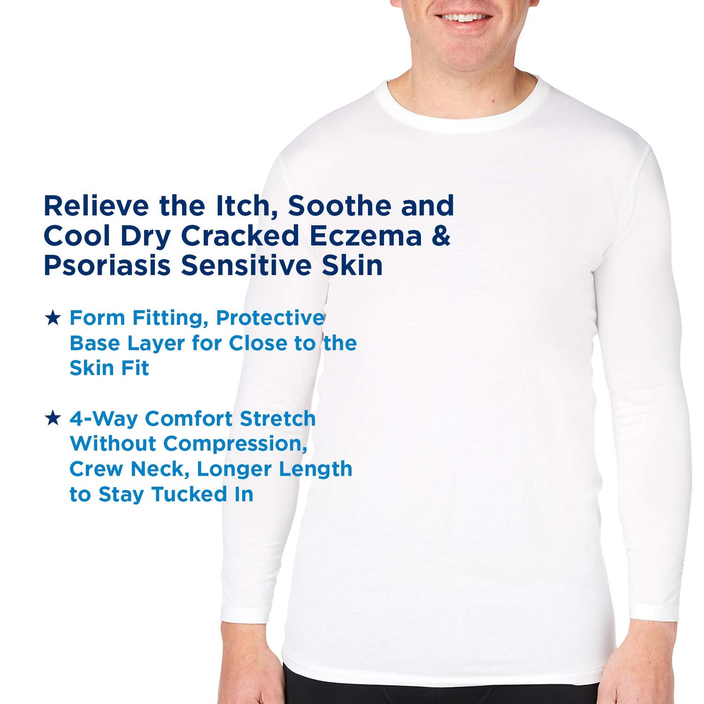 Eczema & Psoriasis Clothing Relief Treatment Shirt for Moderate to Severe Sensitive Dry Skin for Men (Size M) – Also Used as a Wet Wrapping Therapy White