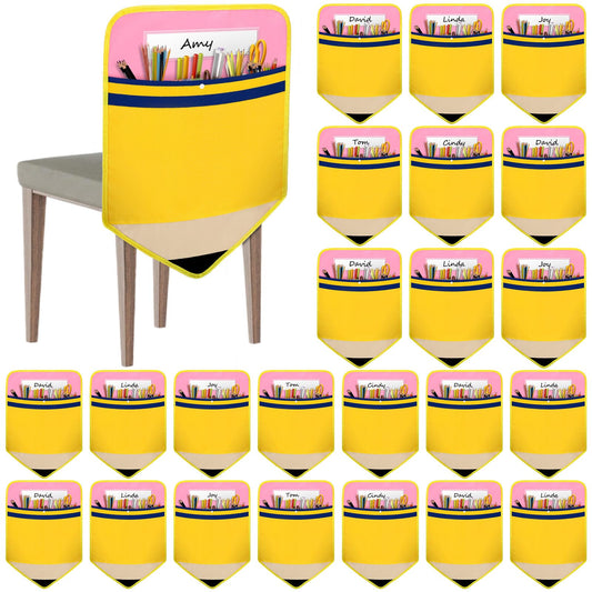 AKAIXI Chair Pockets for Classrooms Set of 24 Pencil Chairback Buddy Pocket for Kids 17 X 18 Inch Chair Organizer with Name Slot Seat Storage Pockets for Classroom Home, 24 Pcs White Card Paper