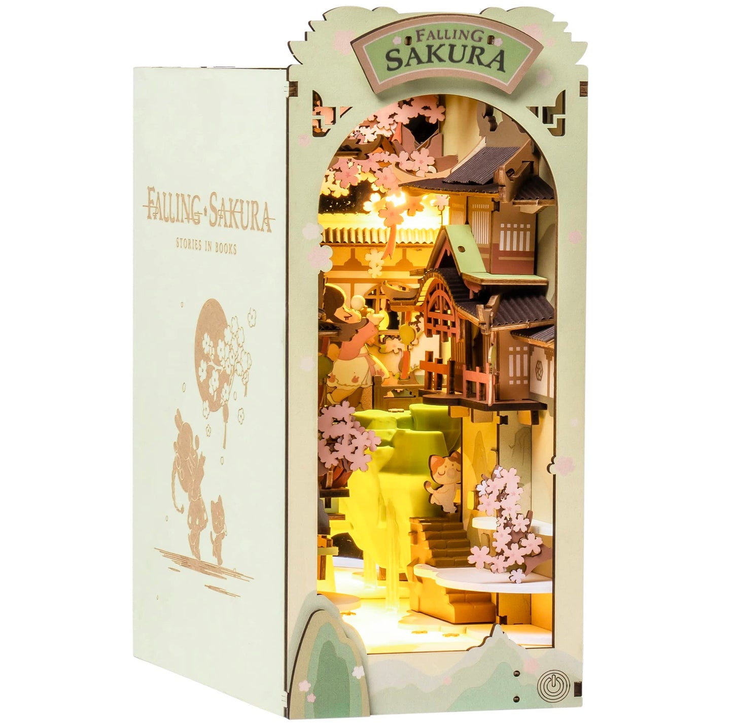 Rolife DIY Book Nook Kit Falling Sakura, DIY Miniature Booknook Kit Creative Decorative Bookend Bookshelf Insert 3D Puzzle for Adults, Halloween/Christmas Decorations/Gifts for Adults (Falling Sakura)