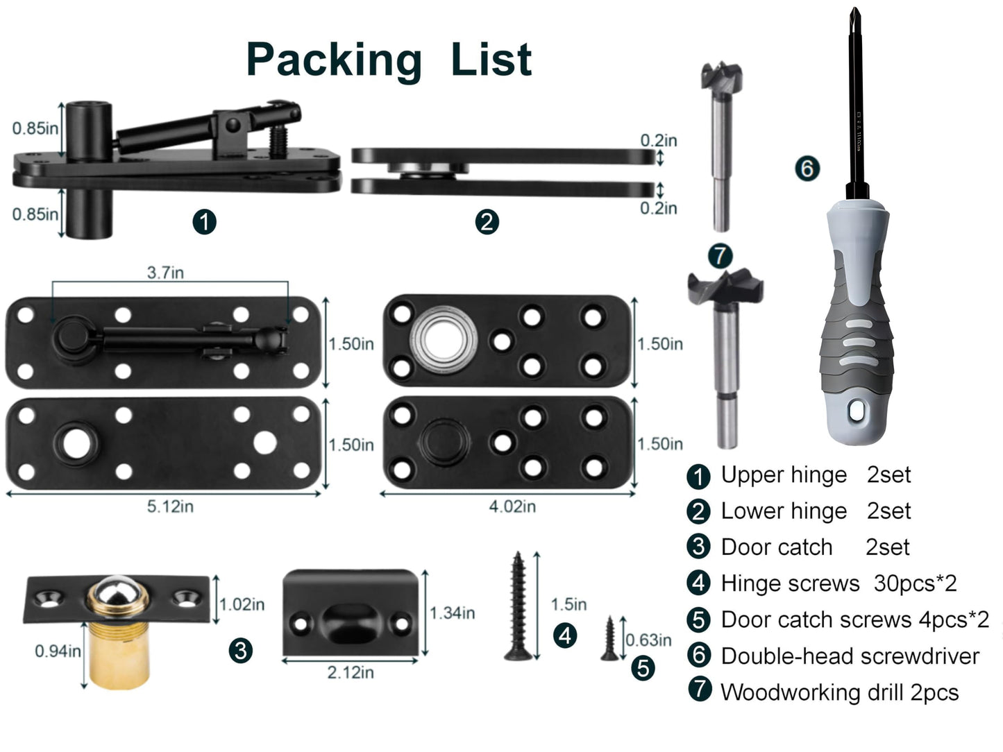 Hidden Door Hinge,570Lbs Load-Bearing Thickened Solid Stainless Steel - Heavy Duty 360° Swinging Pivot Hinge for Secret Doors, Bookcase, Murphy & Shelf Doors - Includes Hardware Kit 2SET