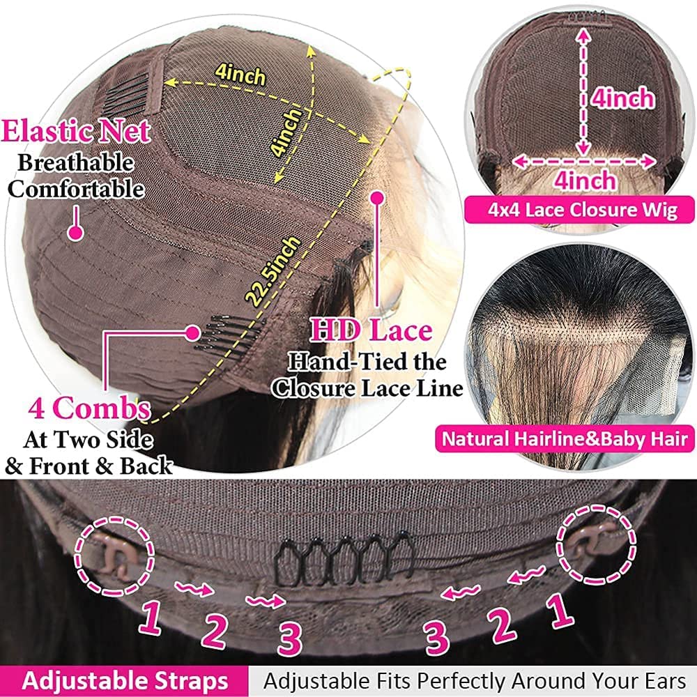 Recomtic Bob Wigs Human Hair Wet and Wave Lace Front Short Curly Wigs for Black Women Water Wave 4x4 Closure Wigs Human Hair with Baby Hair 150% Density Natural Color 10Inch