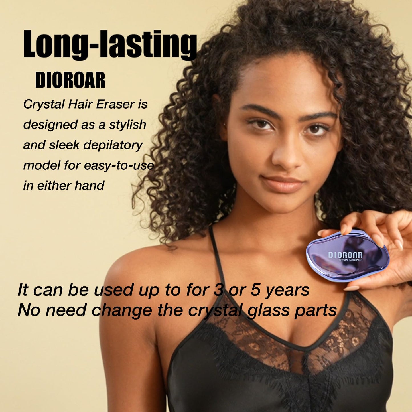 DIOROAR Crystal Hair Eraser,Upgrade Crystal Hair Remover,Physical Nano Glass Hair Removal Device,Painless Epilator and Exfoliator Without Shaver for Quick Soft Silky Skin(Violet)