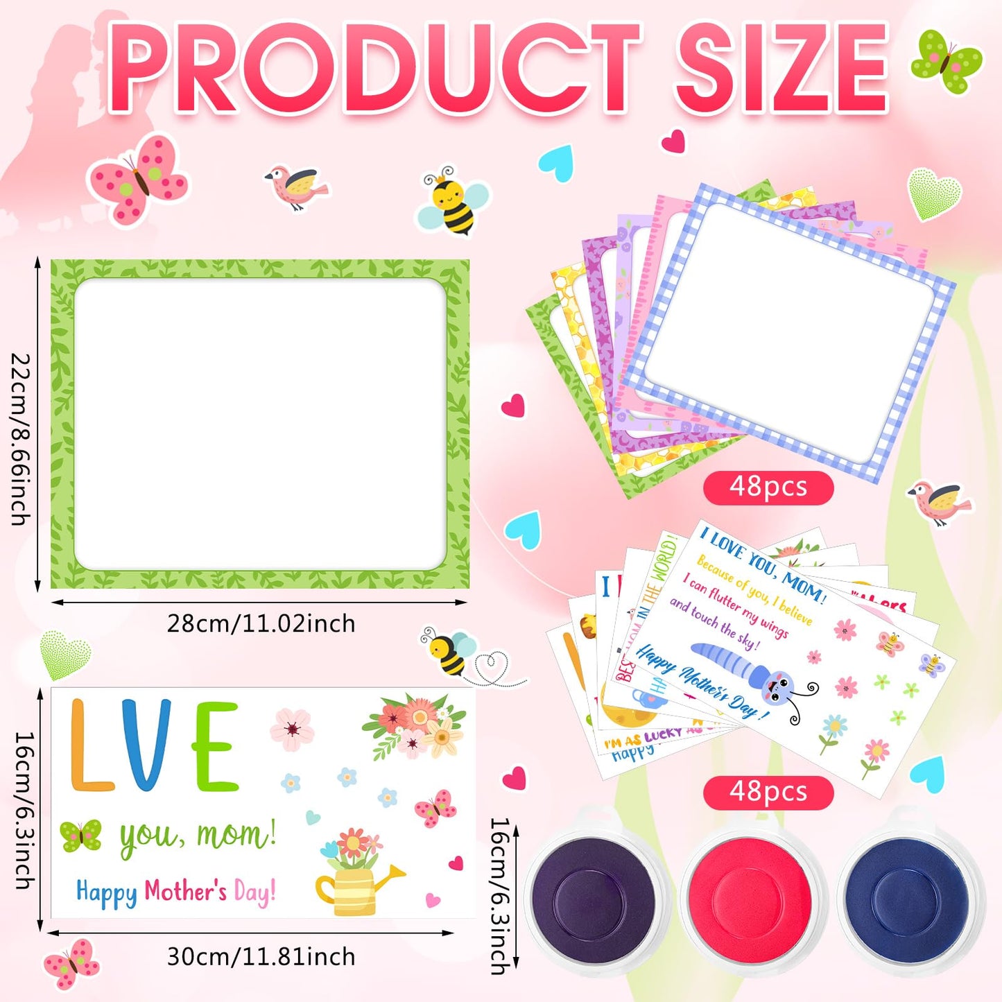 Beeveer 96 Pcs Picture Frame Crafts for Kids DIY Handprint Flower Pot Hand Keepsake Picture Frame Craft Gifts with Flower Stickers for Spring Party Kids Classroom Home Activities ()
