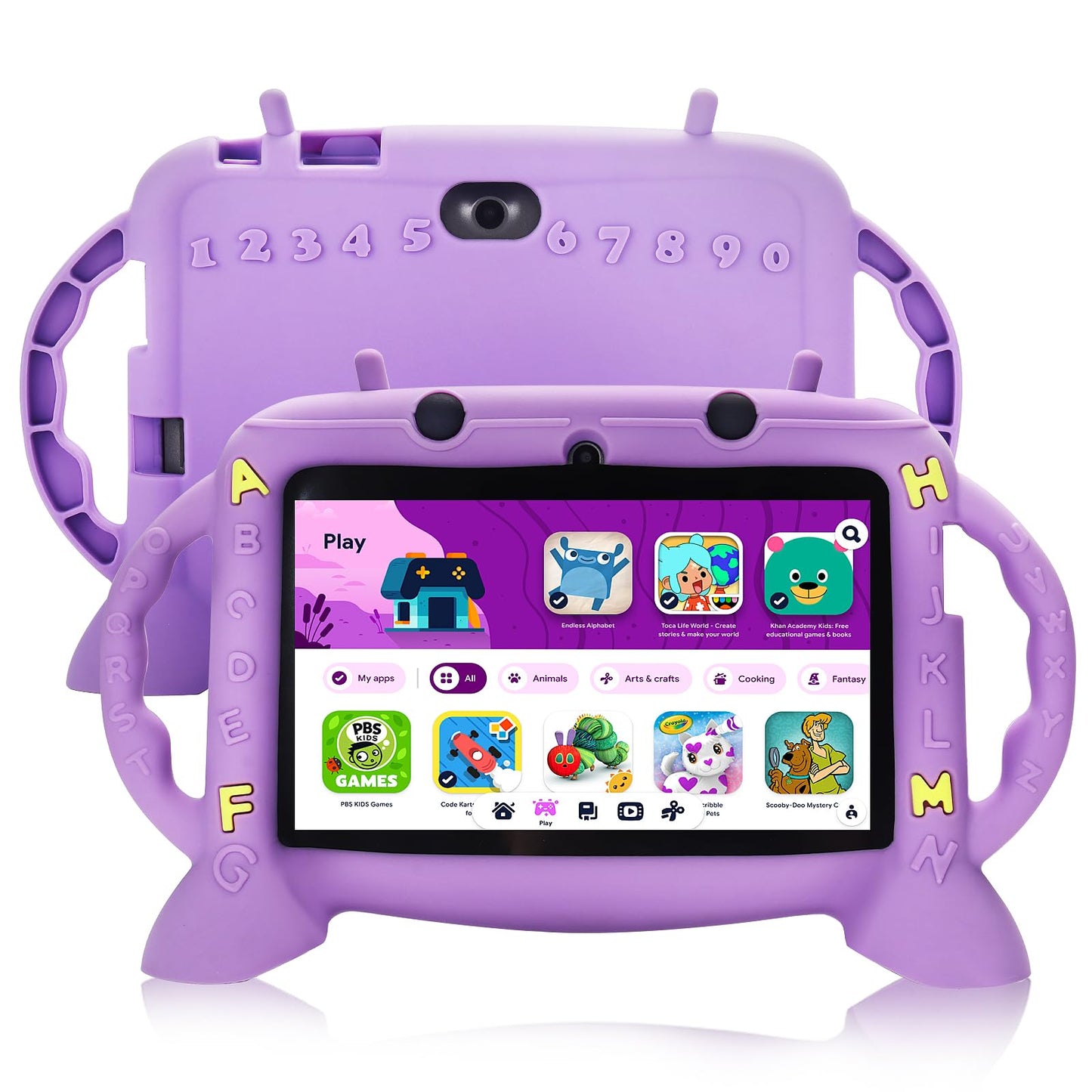 Kids Tablet, 7 inch Tablet for Kids 2-10, Educational Learning Toddler Tablet Android 11, 3GB RAM+32GB ROM Storage, Google Play YouTube, Baby Girl boy Present（Purple）