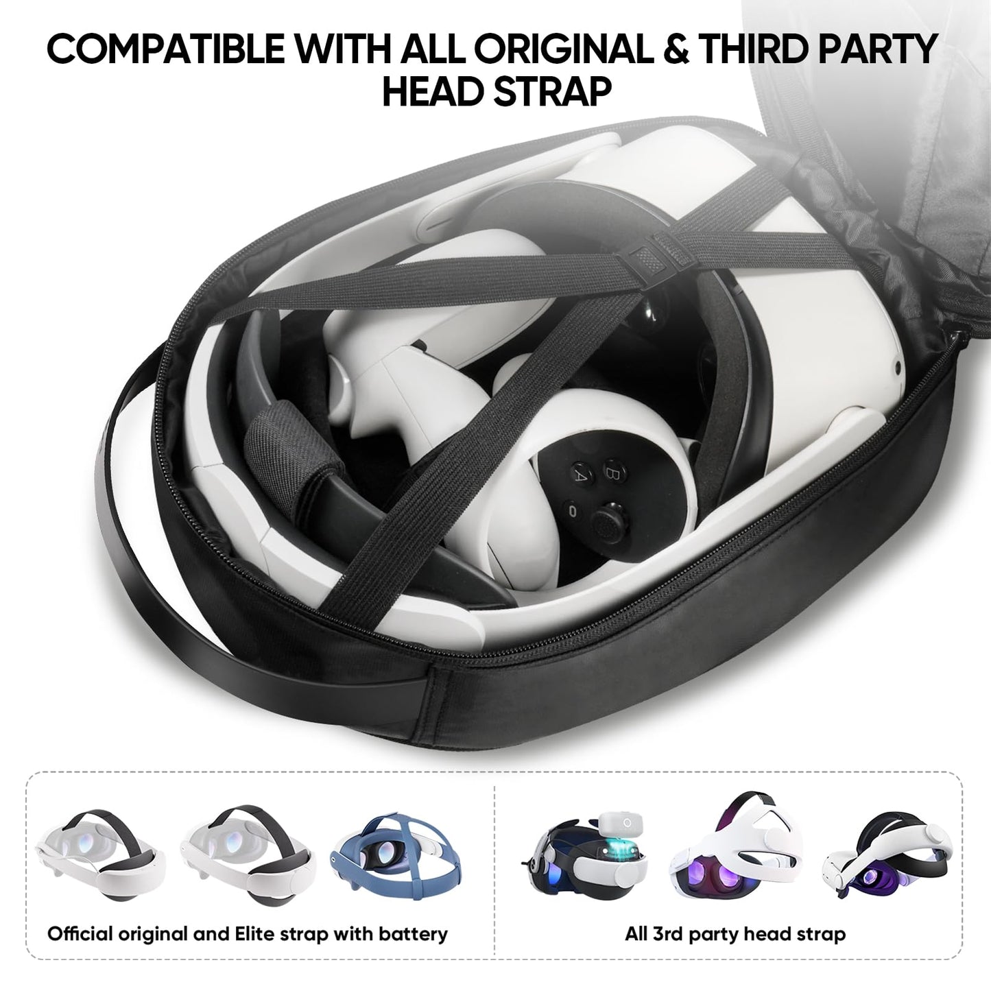 SARLAR Large Space Carrying Case Compatible with PlayStation VR2 & HTC Vive Focus Vision & Meta Quest 3S/Quest 3/Quest 2, VR Headsest Controllers Travel Case for All Head Strap with Battery, Black