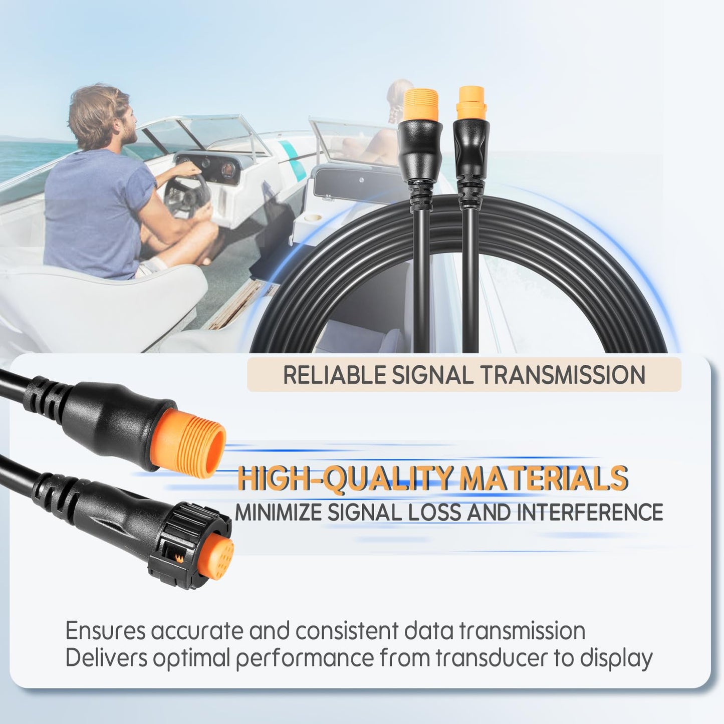 ZEZHIMI Replacement for 010-11617-32 12-Pin Extension Cable for Garmin Scanning Transducers (10 feet)