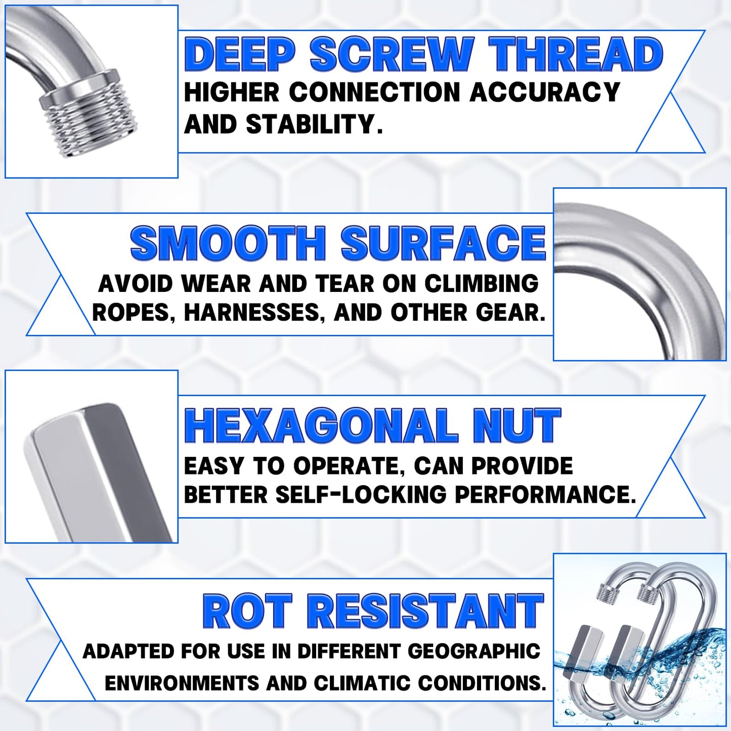 30-Pack M10 Quick Links Screw, 4Inch Threaded Quick Chain Link Connectors, 3/8” Heavy Duty Locking Carabiners, 2000 LBS Capacity Anti-Rust Chain Hooks for Towing, Swings, Shade Sails and Bird Toys