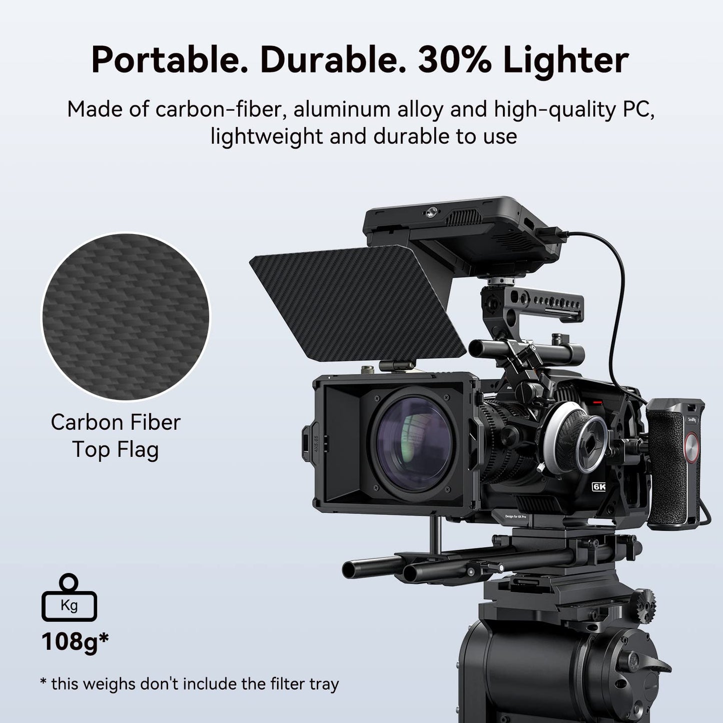 SmallRig Mini Matte Box Lite with Carbon Fiber Top Flag, Compatible with 67mm/ 72mm/ 77mm/ 82mm Lenses for DSLR and Mirrorless Camera