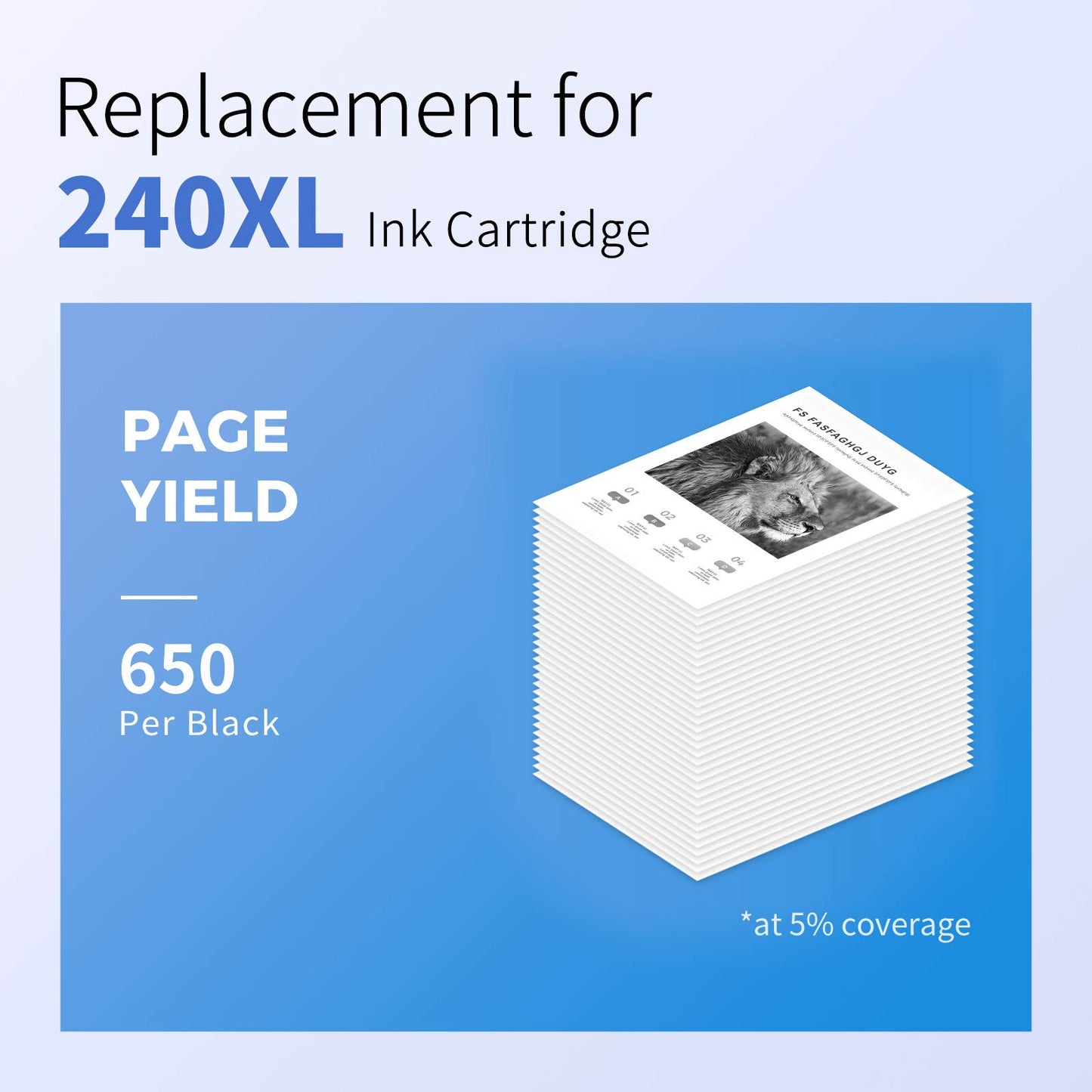 240XL Black Ink Cartridge Replacement for Canon 240xl 240 PG-240 XL PG240XL for Canon MG3620 Ink Cartridges PIXMA MG3600 MG3520 MG3222 TS5120 TS5100 MX472 Printer 240XL Black