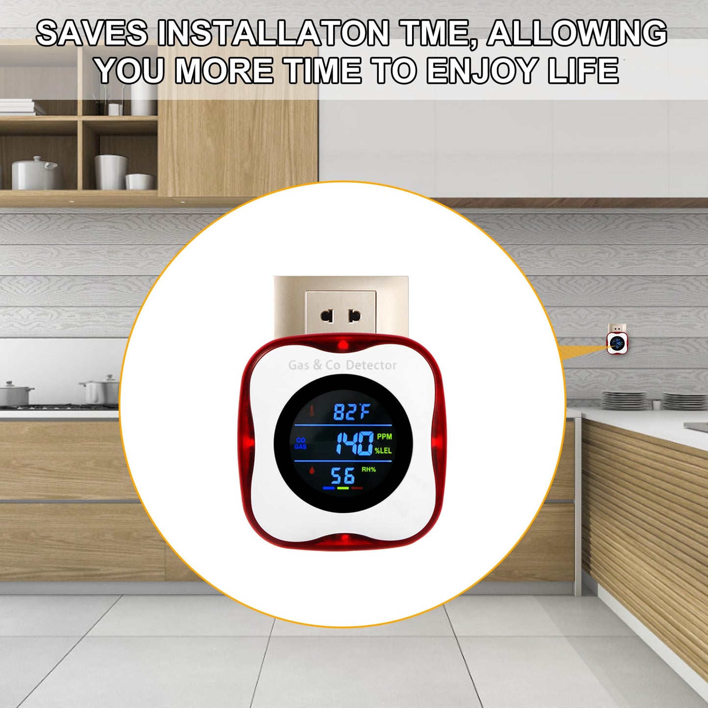 2 Packs Plug in Gas & Carbon Monoxide Detectors, 4-in-1 Natural Gas Leak Detector,Carbon Monoxide Alarm,4 Sensor °F&Humidity,CO & Propane Detector for Home,RV