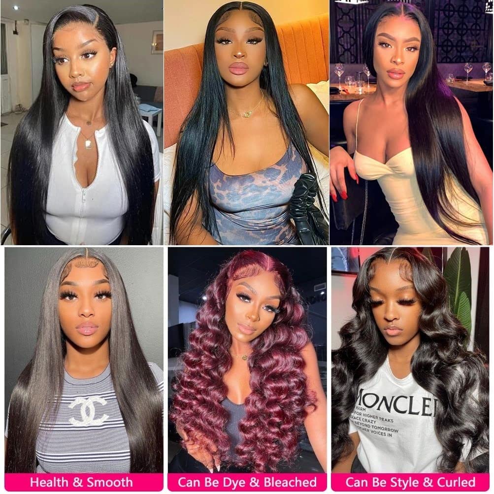 Straight Bundles with Closure Human Hair 20 22 24+18 Brazilian Human Hair Bundles with Closure Straight 100% Unprocessed Virgin Weave Hair Bundles with Closure 10A Bundles Human Hair with Lace Closure