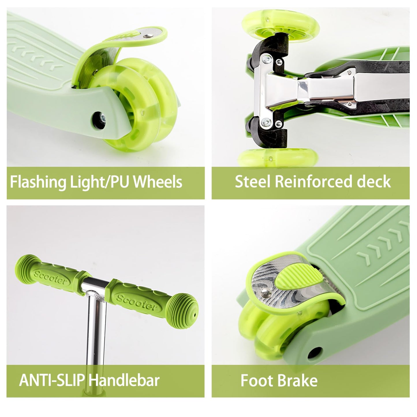 3 Wheel Scooter for Kids Ages 6-12,Kids Scooter with Light Up Wheels, Sturdy Deck Design, and 4 Height Adjustable Suitable for Kid Ages 3-12
