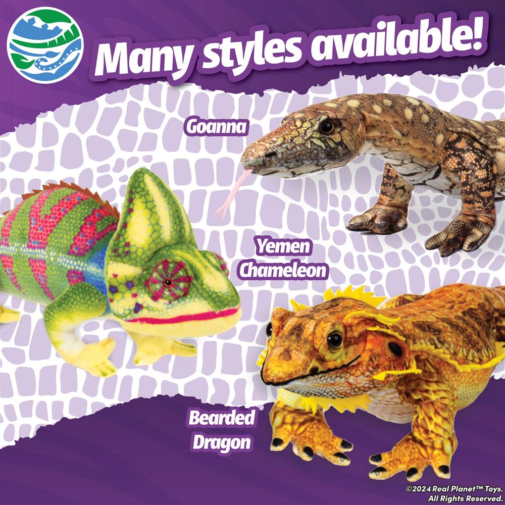 Real Planet 28" Frilled Neck Lizard Stuffed Animal - Giant Plush Toy, Brown
