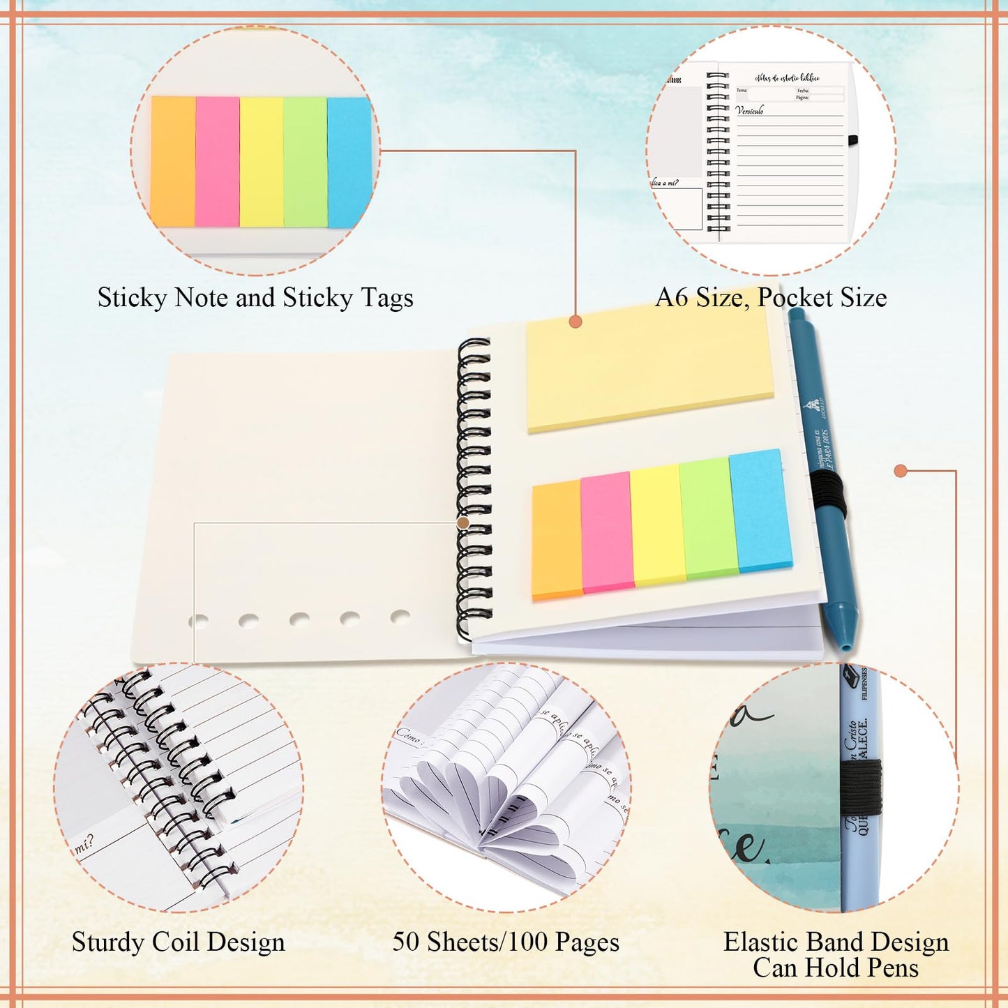 Kosiz 40 Pcs/20 Set Christian Women Gifts Prayer Journal for Woman Christian Notebook with Bible Ballpoint Pen Religious Gifts for Church Members Pastor Bible Study(Watercolor,Neutral)