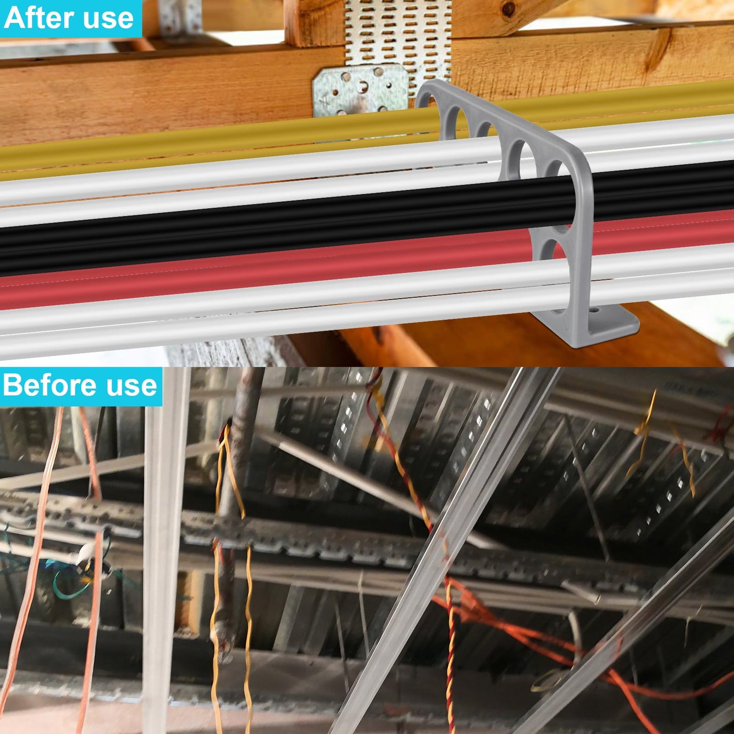 50Pack Cable Chase Wire Bracket,Cable Chase Bracket Support Organizer for NMB,Wire Stackers Keep Electrical Cord Tidy Clean&Save Time Space Labor,1" with 10-Hole Design