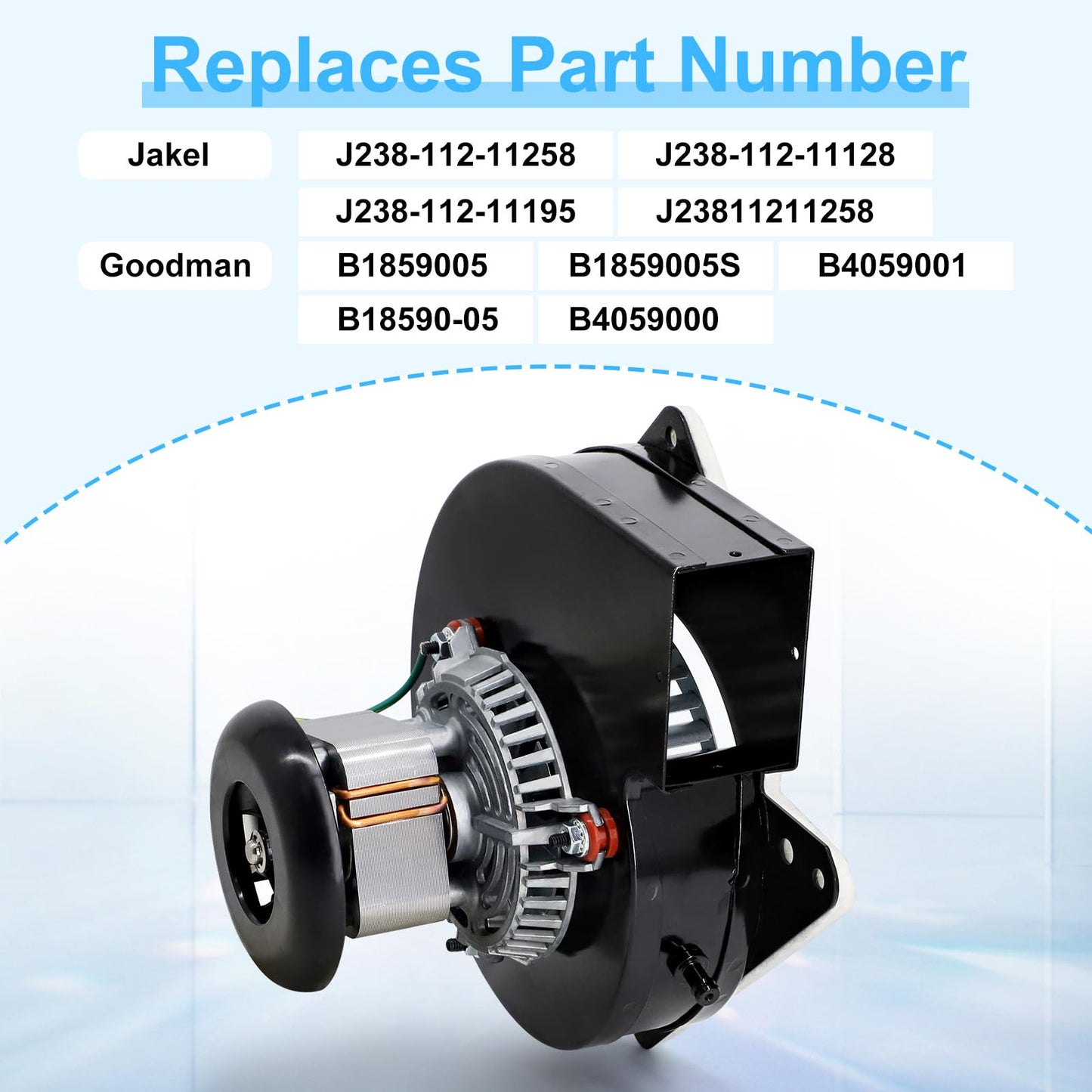 Adviace J238-112-11128 J238-112-11258 Draft Inducer Blower Fan Motor for Jakel Furnace, B1859005S B1859005 Draft Inducer Blower Motor for Goodman Furnace