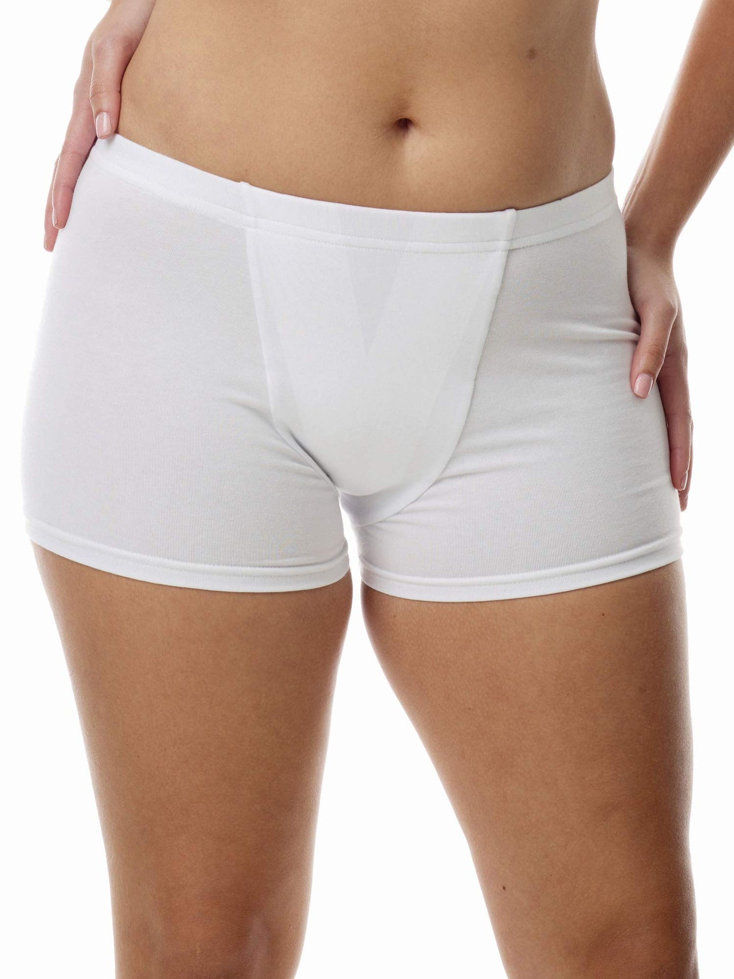 Vulvar Varicosity and Prolapse Support Boy-Leg Brief with Groin Compression Bands - White - Small