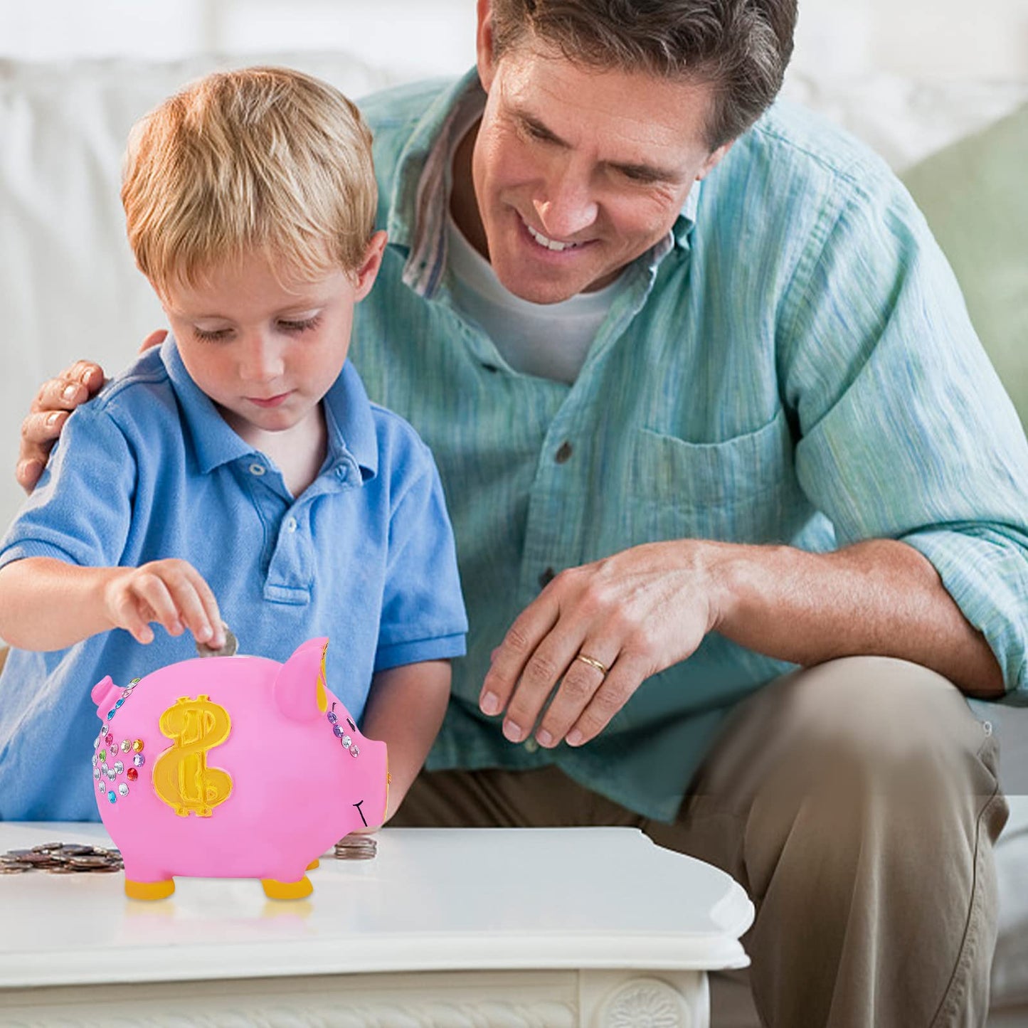 WEBEEDY Paint 2 Unbreakable Piggy Banks Money Box Craft Kit with 2 Paintbrushes, 12 Paint Colors and Stickers