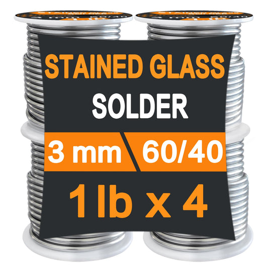 60/40 Solder for Stained Glass, 1/8"(3mm) Dia, 4 lb Pack, Supplied by ANOSON