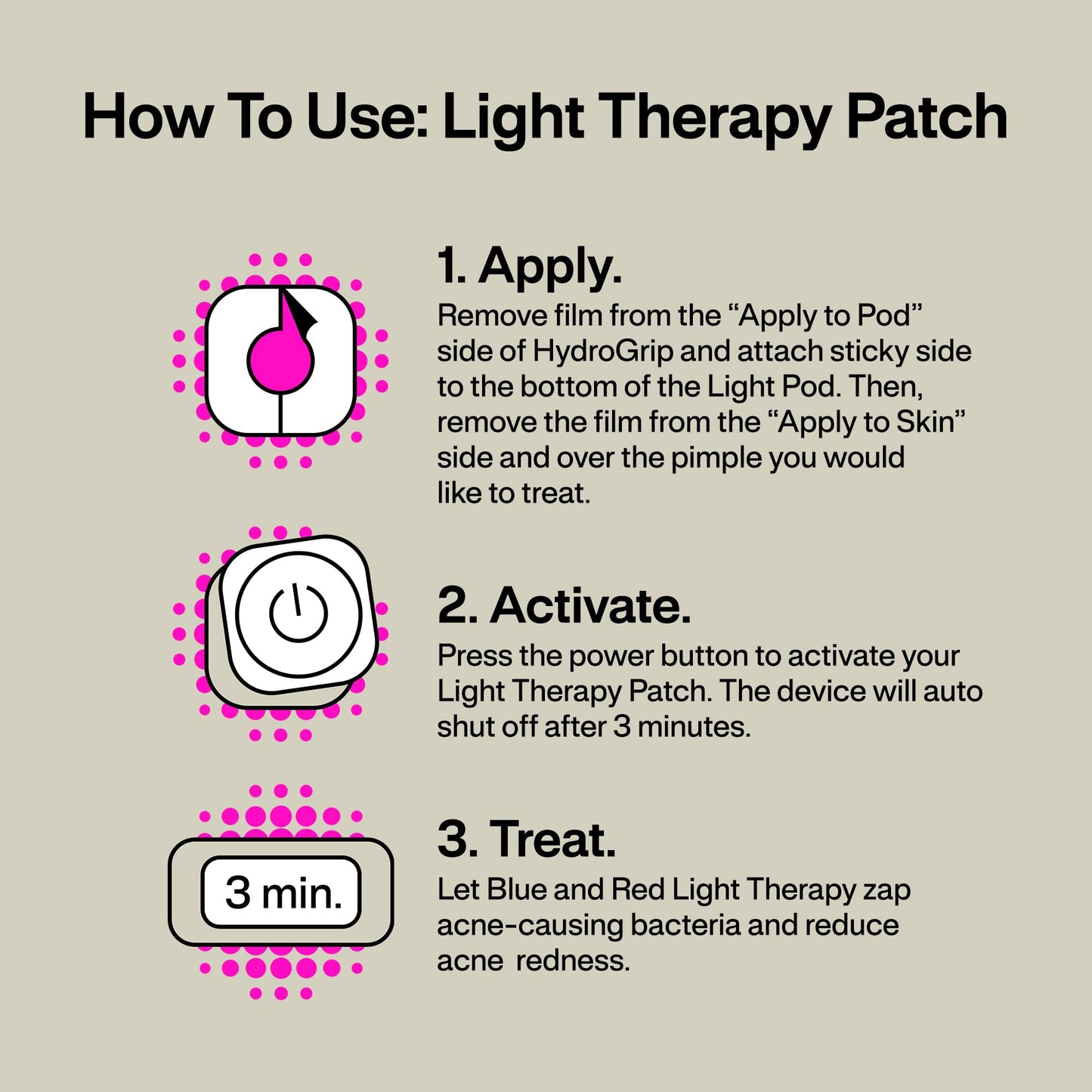 l.a.b Light Therapy Acne Patch, 2-Pack, LED Red and Blue Light Hydrocolloid Acne Patches, Fast Acting 3 Minute Skin Care Pimple Patch Spot Regimen for Zits, Blemishes, 60 Uses