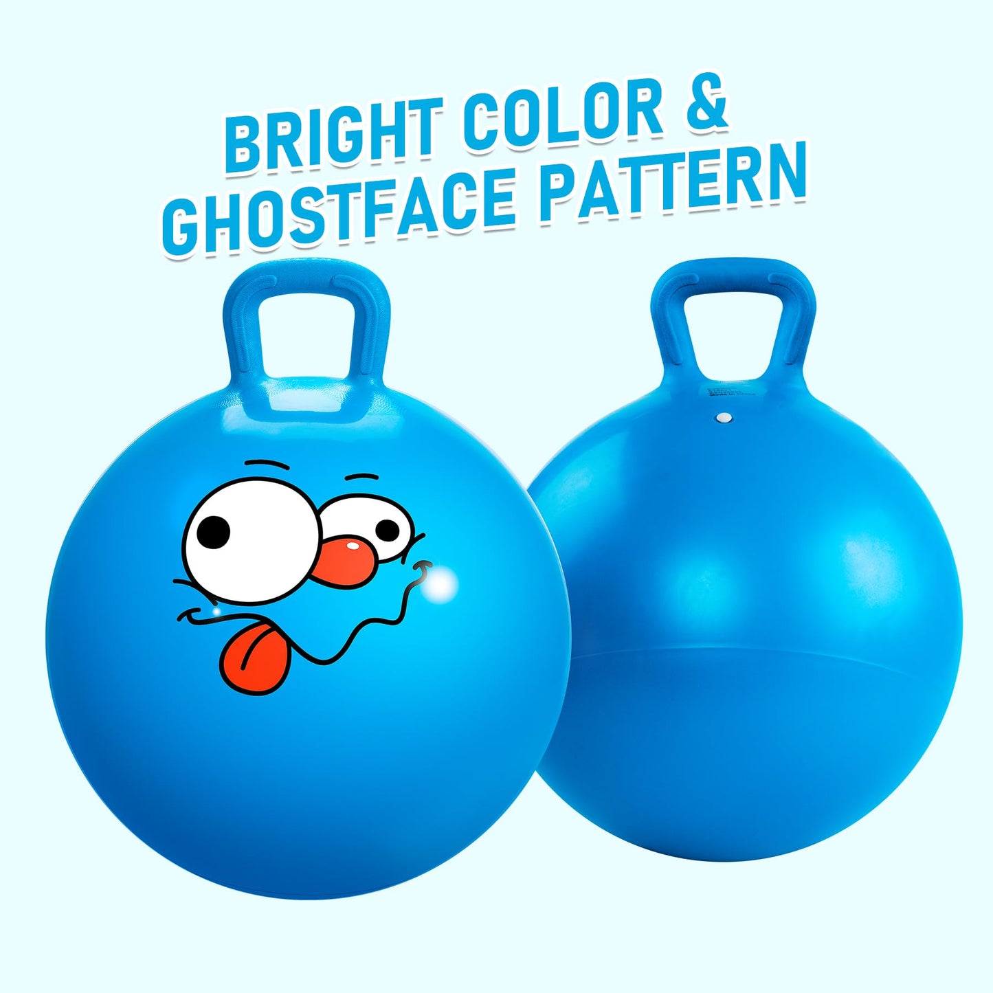 U&C Planet Jumping Ball Hopper Ball 22 inches Bouncy Ball with Handle for Kids Age 7-12 Sit and Bounce Hopping Ball with Pump