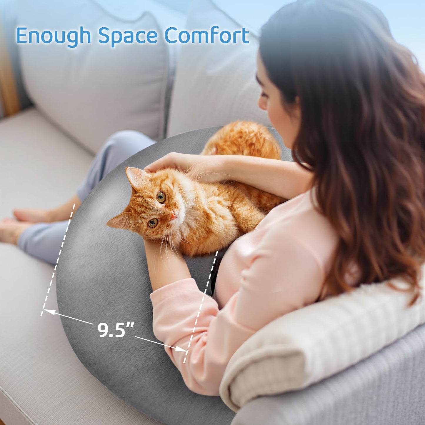 Pyurifai Crochet Pillow for Lap Support - Reading Pillow for Laptop with Extra Back Pillow for Support, Enlarged Gaming Pillow for Lap, Multi-Purpose Reading Pillow for Gaming/Working/Crocheting, Grey