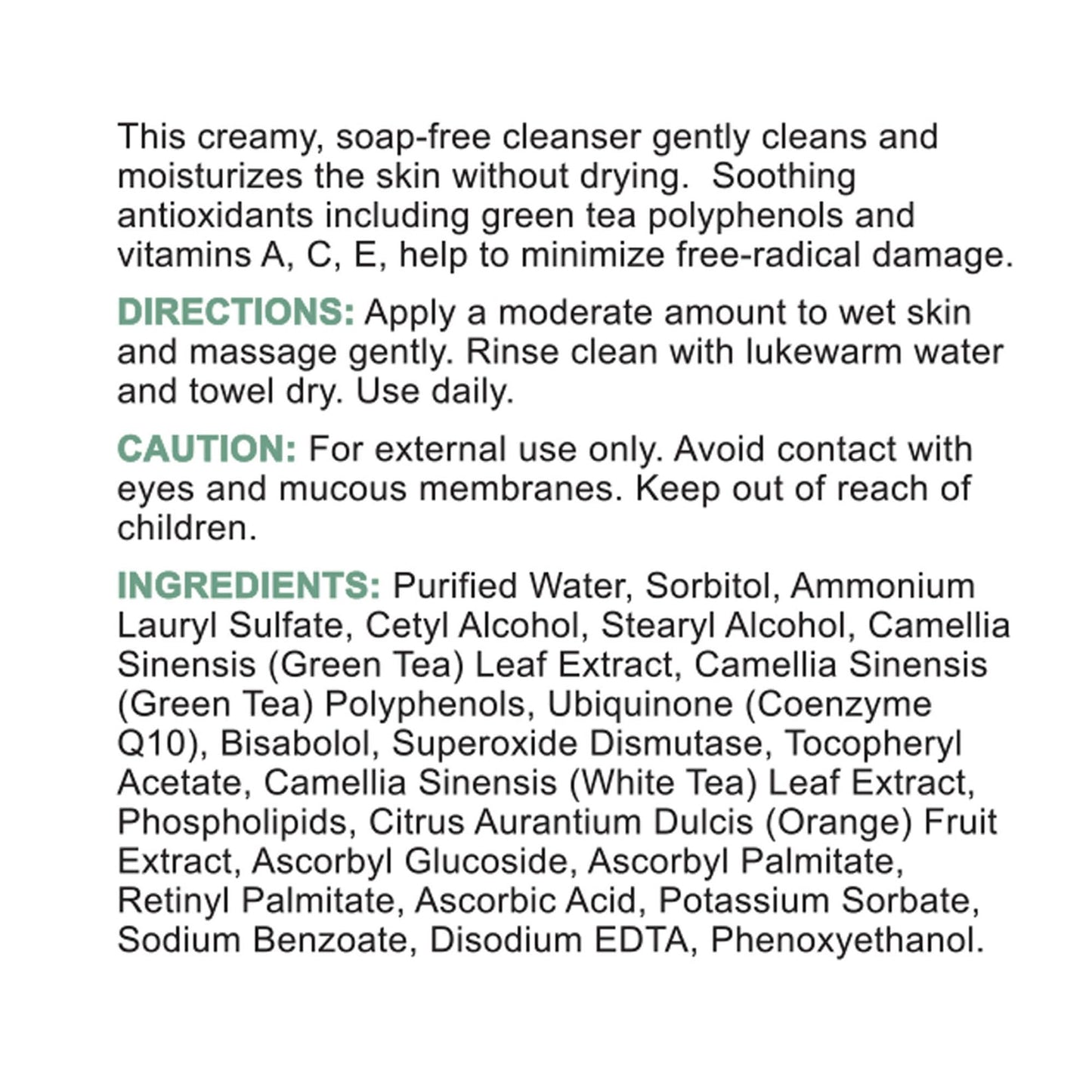 Replenix Green Tea Gentle Soothing Cleanser, Medical-Grade Face Wash for Sensitive Skin (6.7 fl. oz)