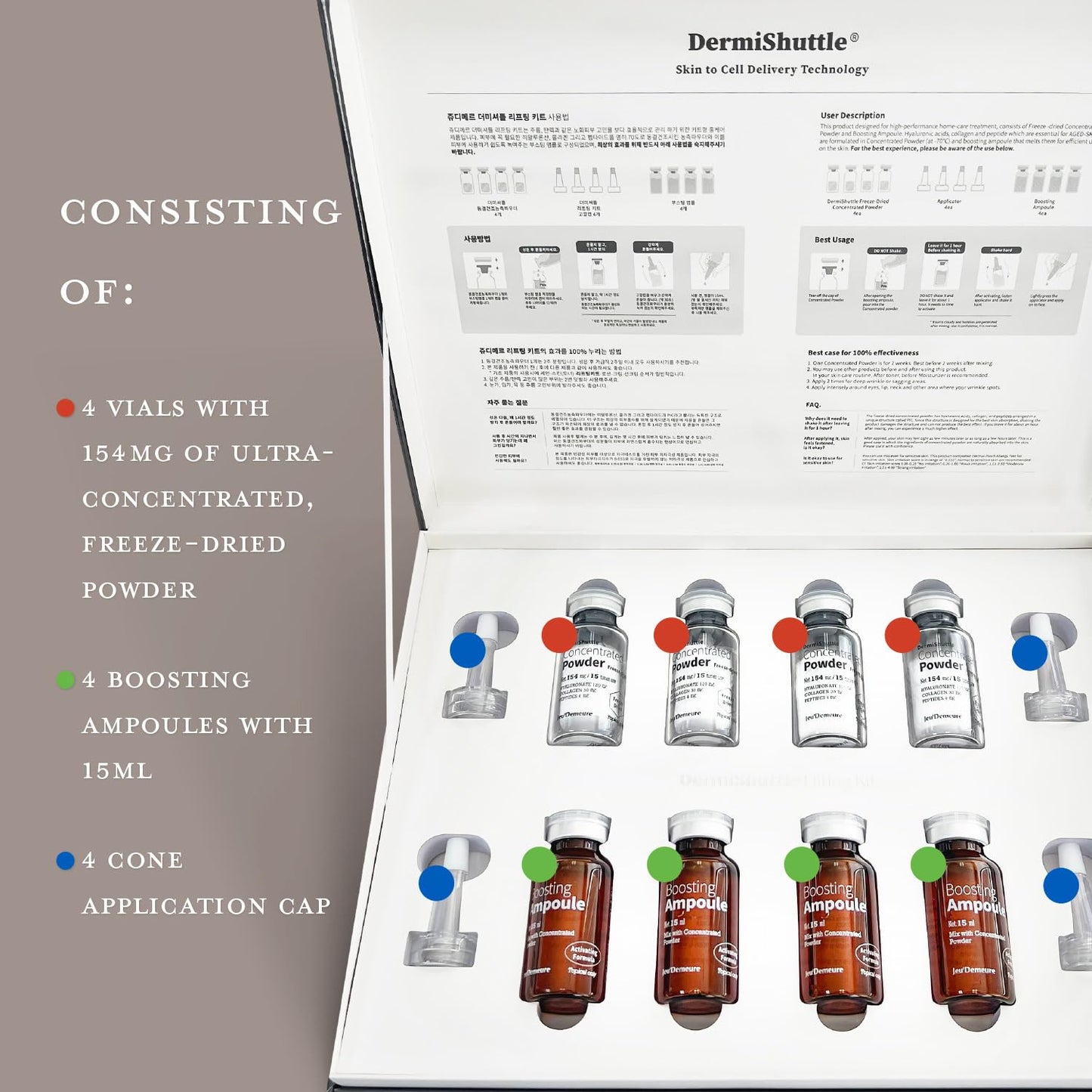 JEU'DEMEURE Collagen, Peptide, Hyaluronic Acid Serum, Instant Face Lift Korean skin care Serum for Anti-Aging, Microneedling, Skin-Firming, Brightening, Hydrating for Face & Eye (without microneedle)