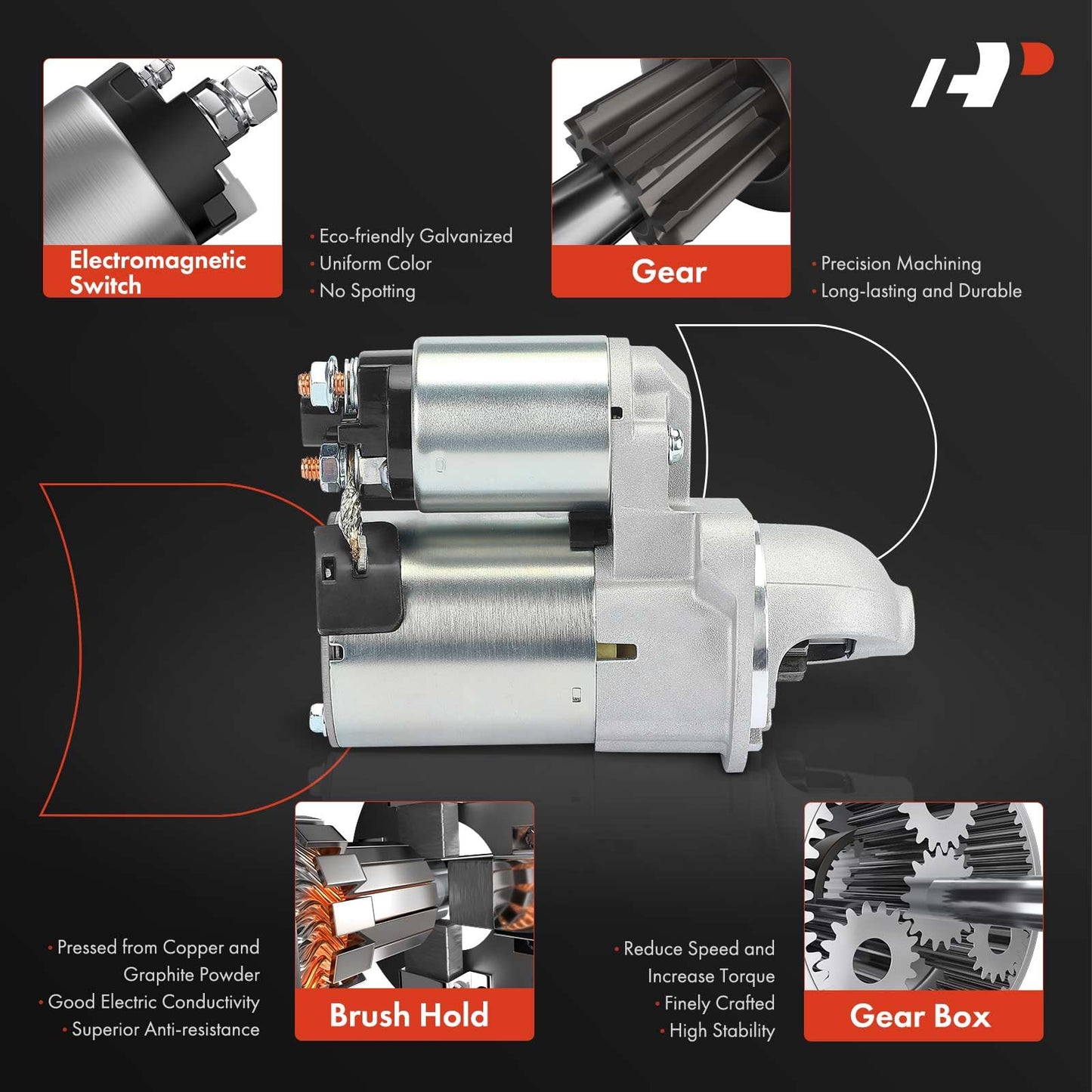 A-Premium Starter Motor Compatible with Hyundai Elantra 2011-2013, Elantra Coupe 2013-2014, Elantra GT 2013-2014 & Kia Soul 2012-2013, Forte 2014, Forte Koup 2014, Forte5, 12V 1.3KW 11-Teeth Clockwise